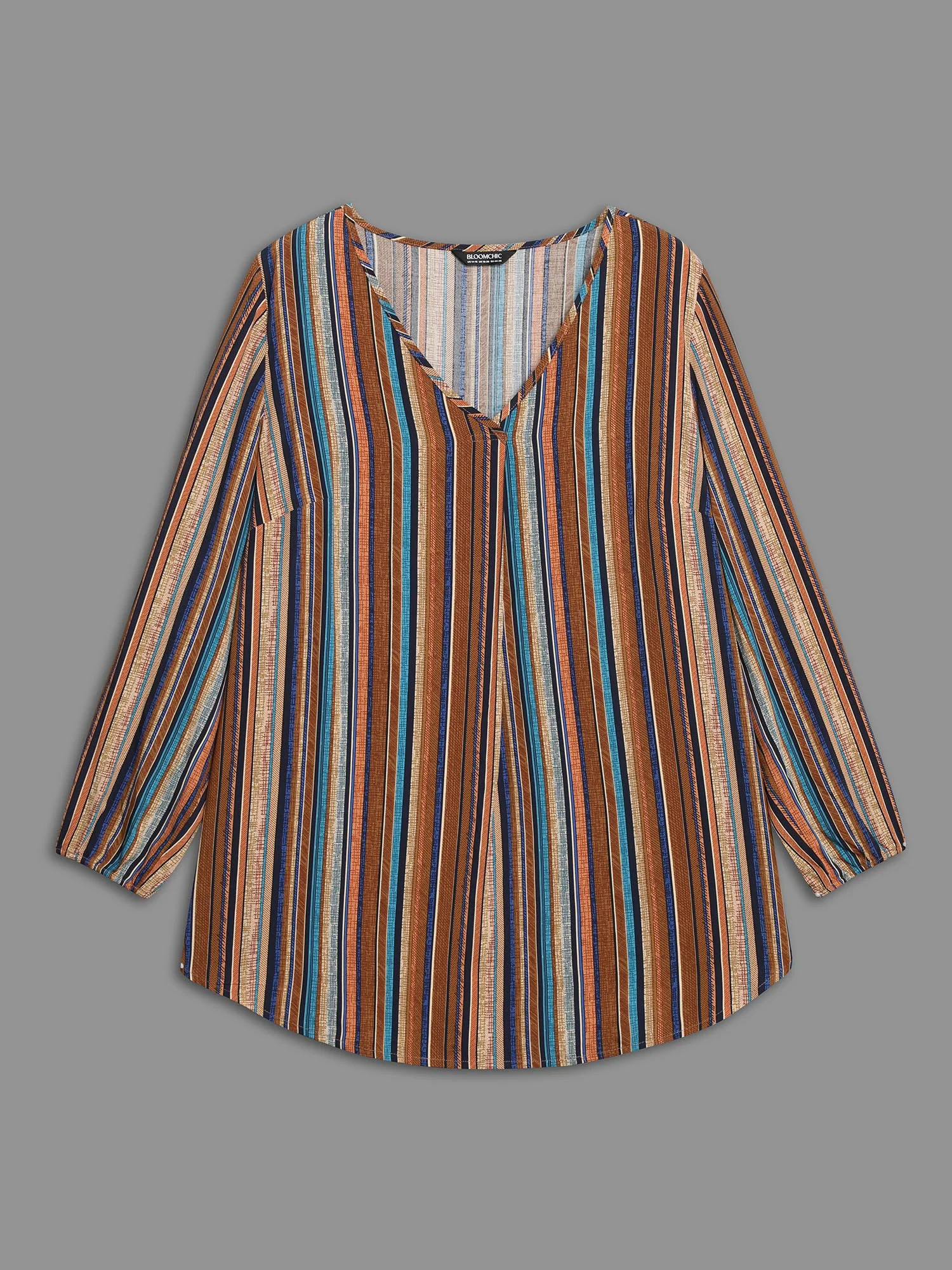 Contrast Striped Pocket Lantern Sleeve Blouse - Image 9