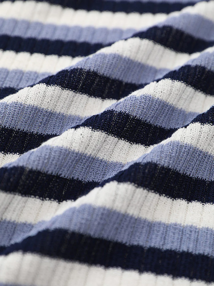 Contrast Striped Rib Knit Button Through Cardigan - Image 7