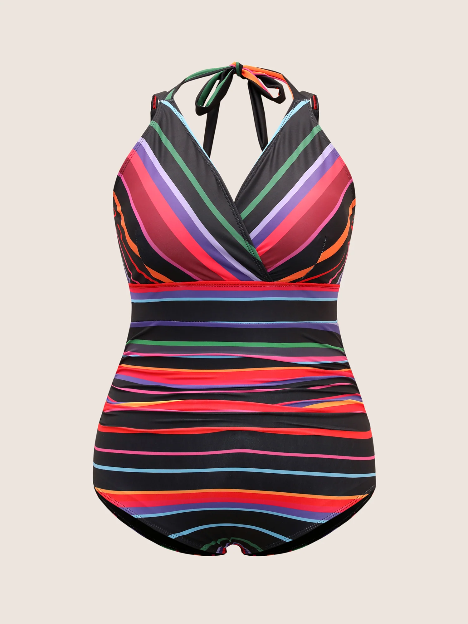 Contrast Striped Tie Knot One Piece Swimsuit - Image 7