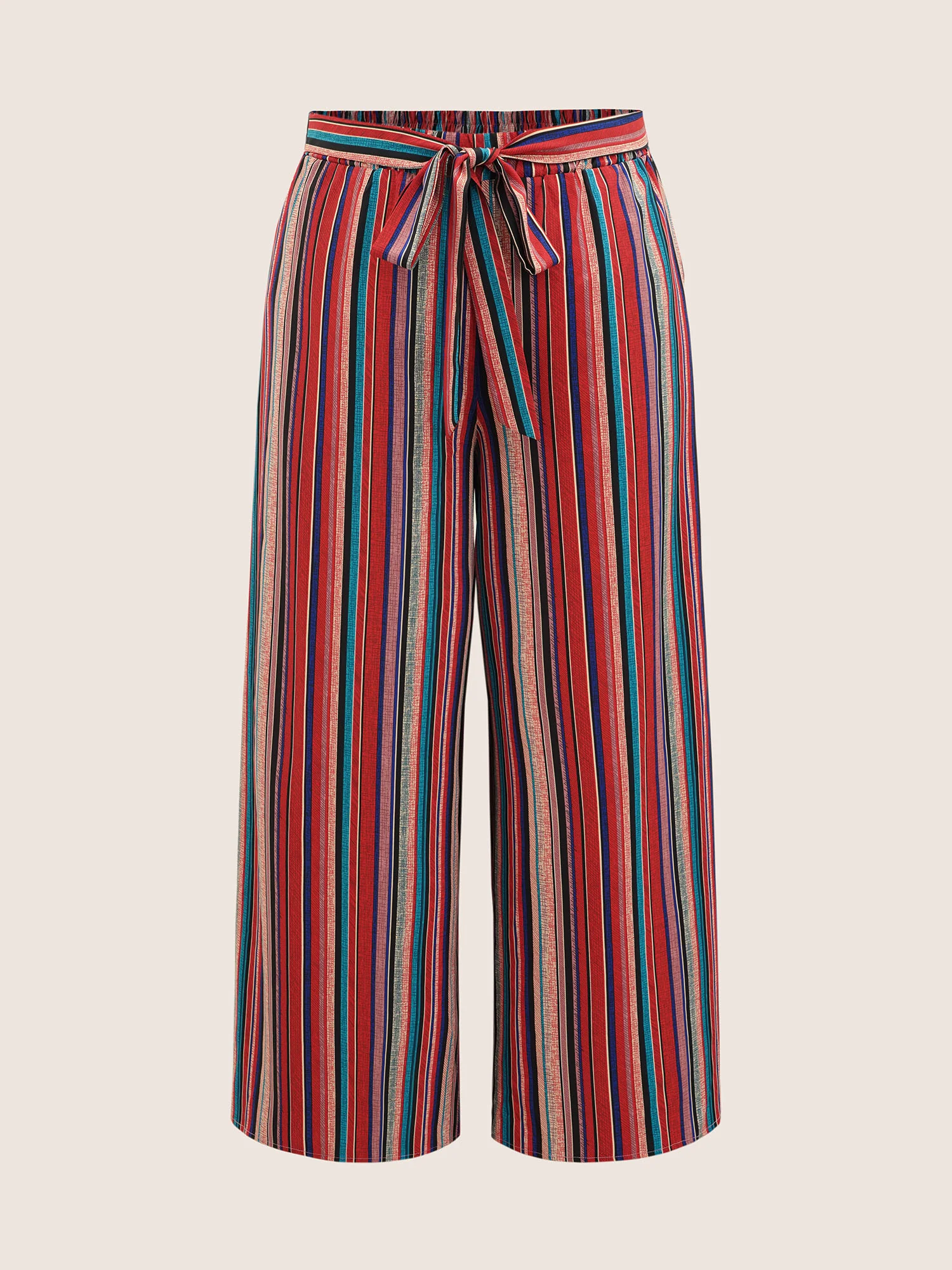 Contrast Striped Tie Knot Wide Leg Pants - Image 7