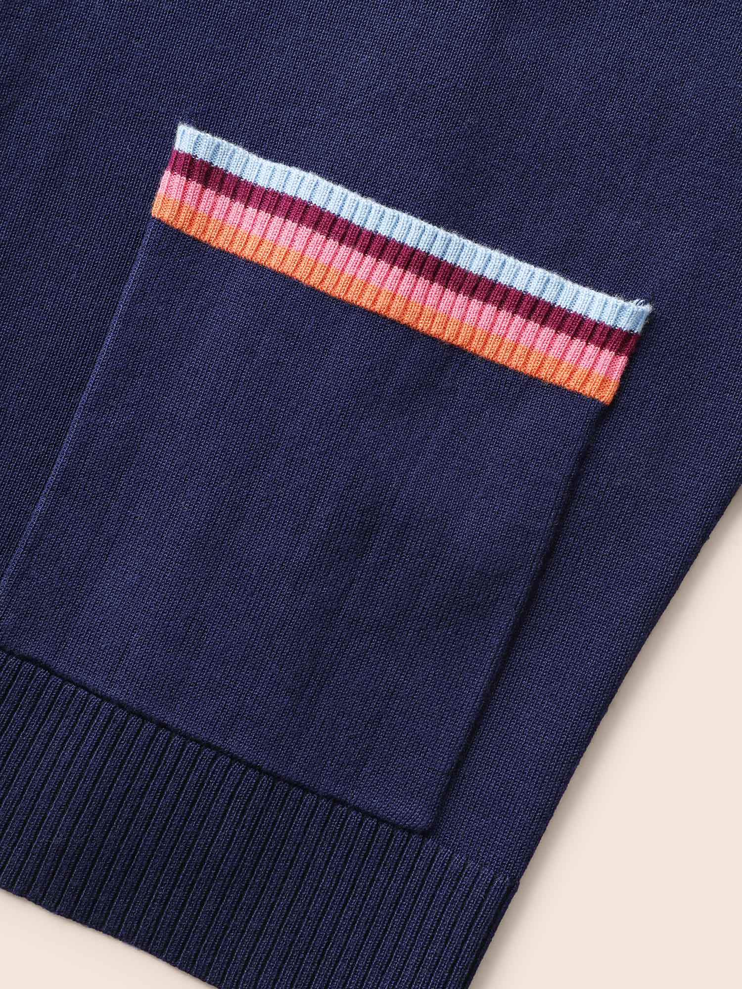 Contrast Striped Trim Patch Pocket Cardigan - Image 7