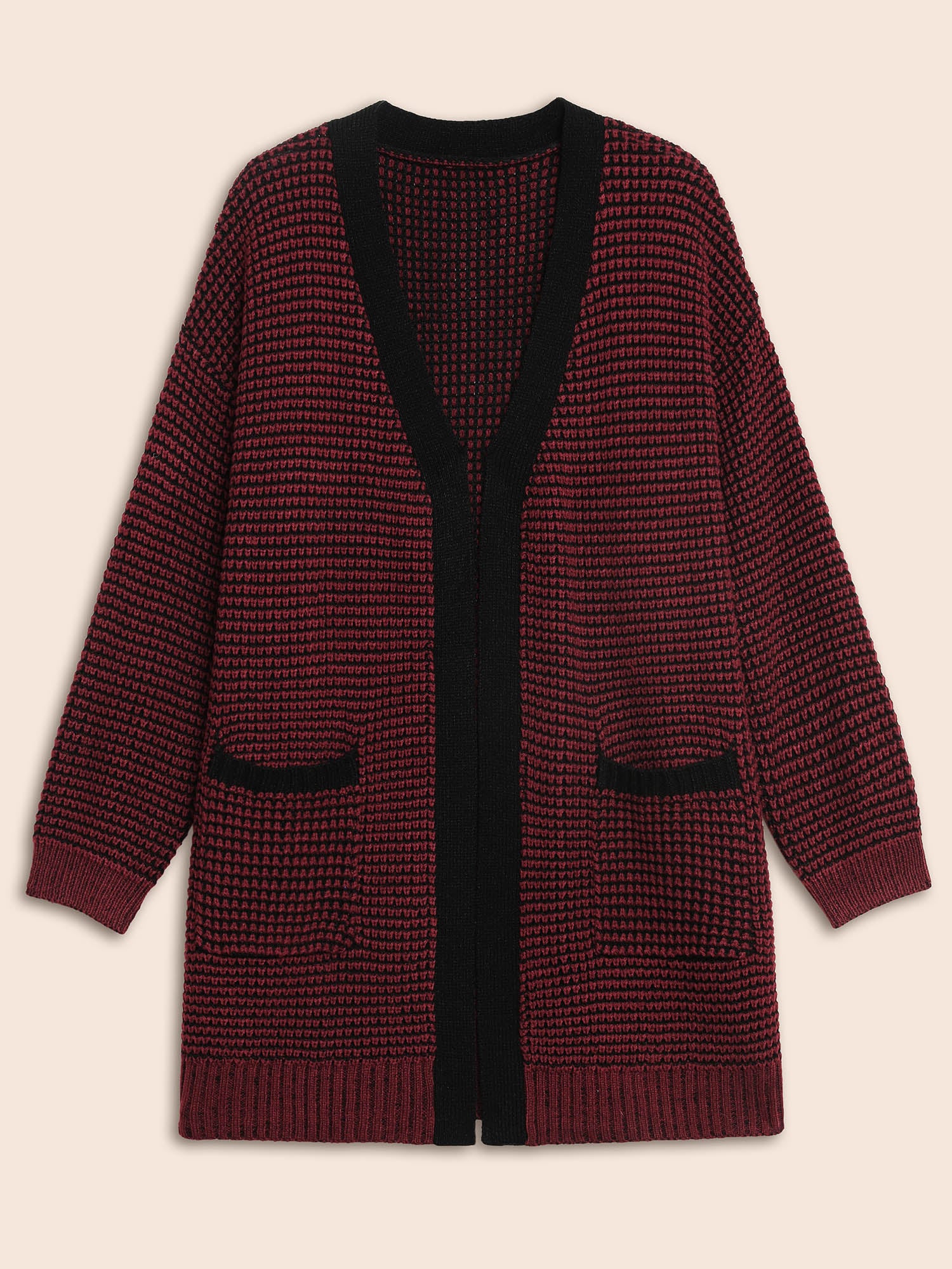 Contrast Textured Drop Shoulder Sleeve Cardigan - Image 8