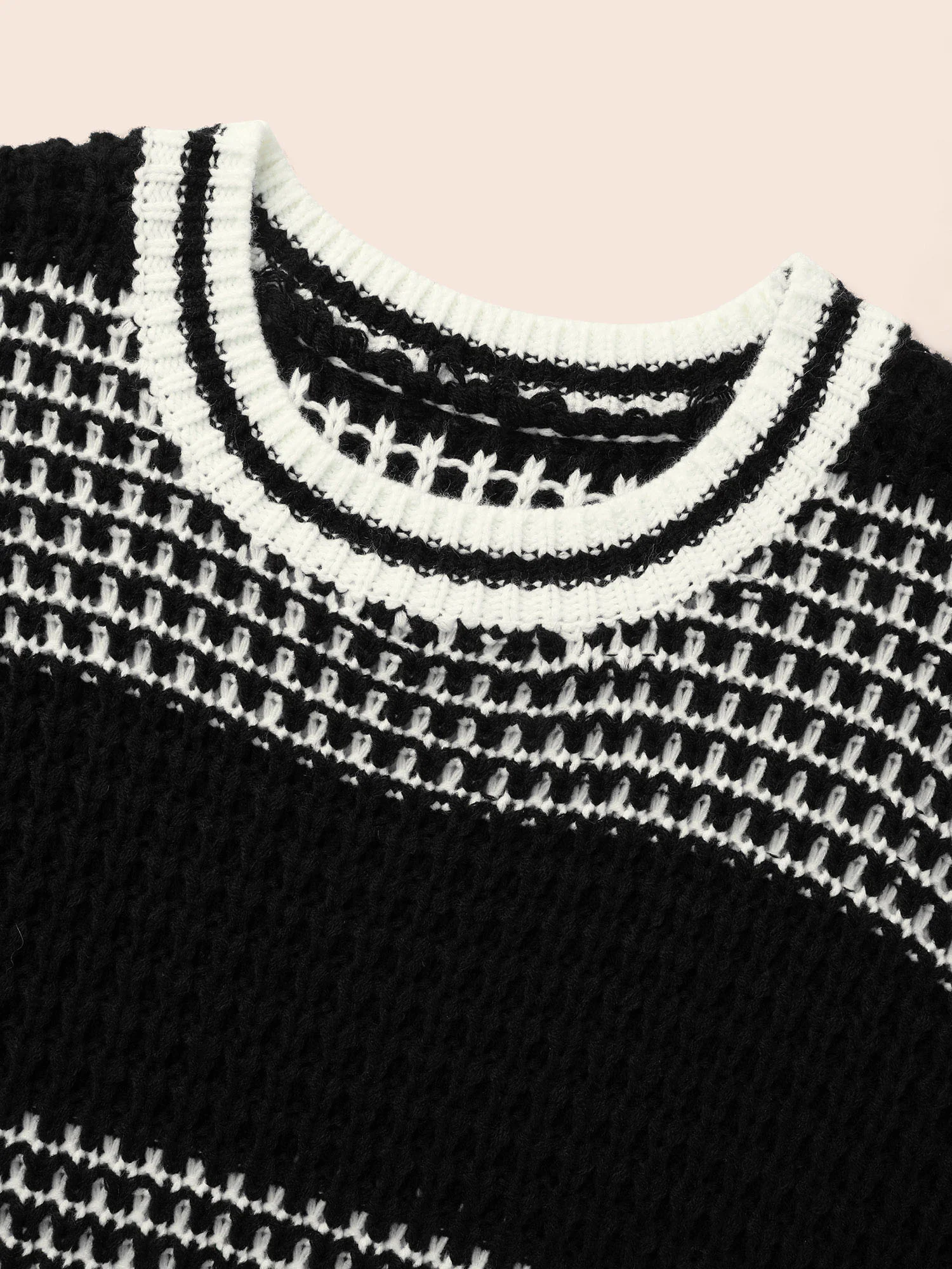 Contrast Textured Drop Shoulder Sleeve Pullover - Image 5