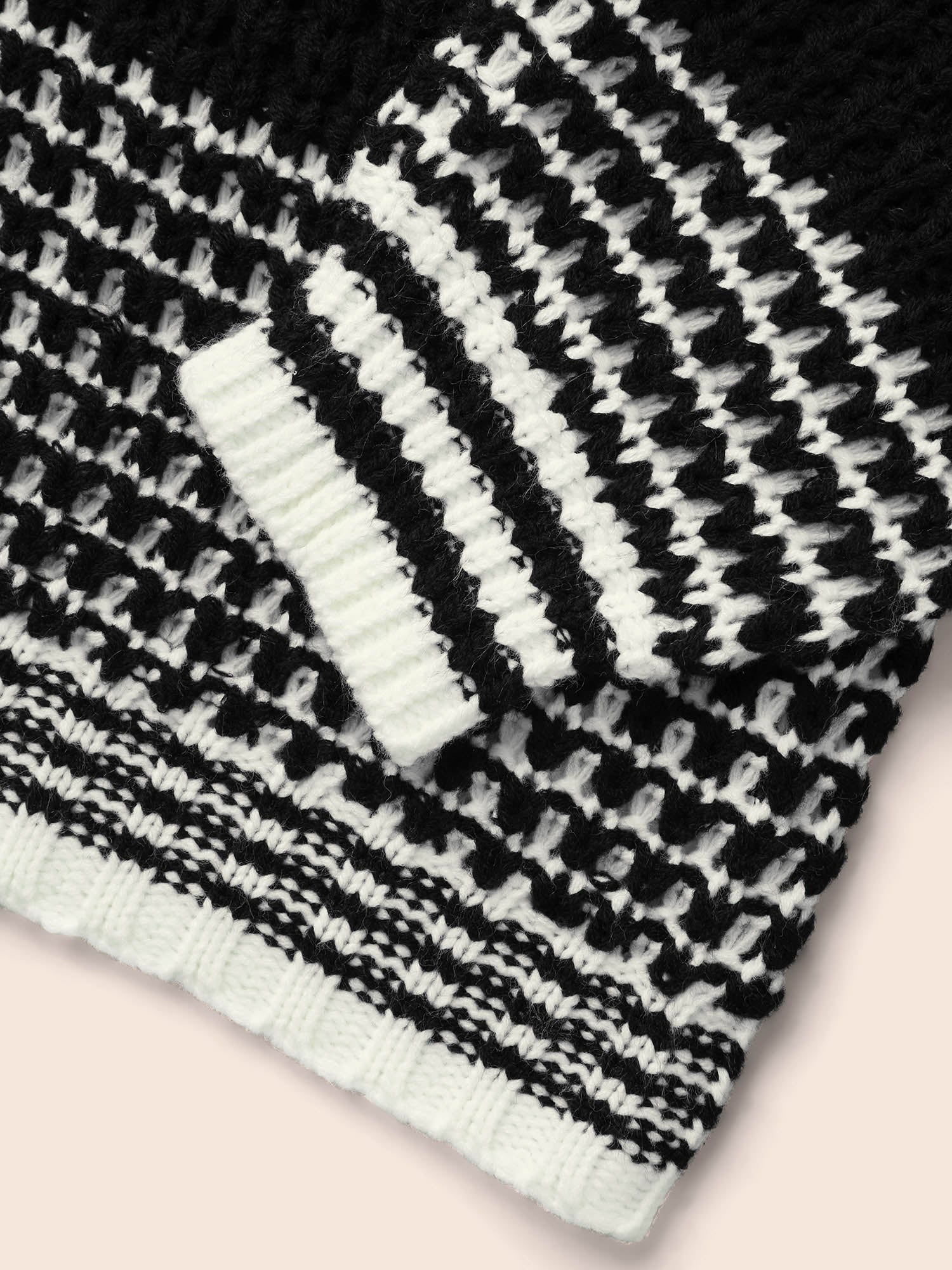 Contrast Textured Drop Shoulder Sleeve Pullover - Image 6