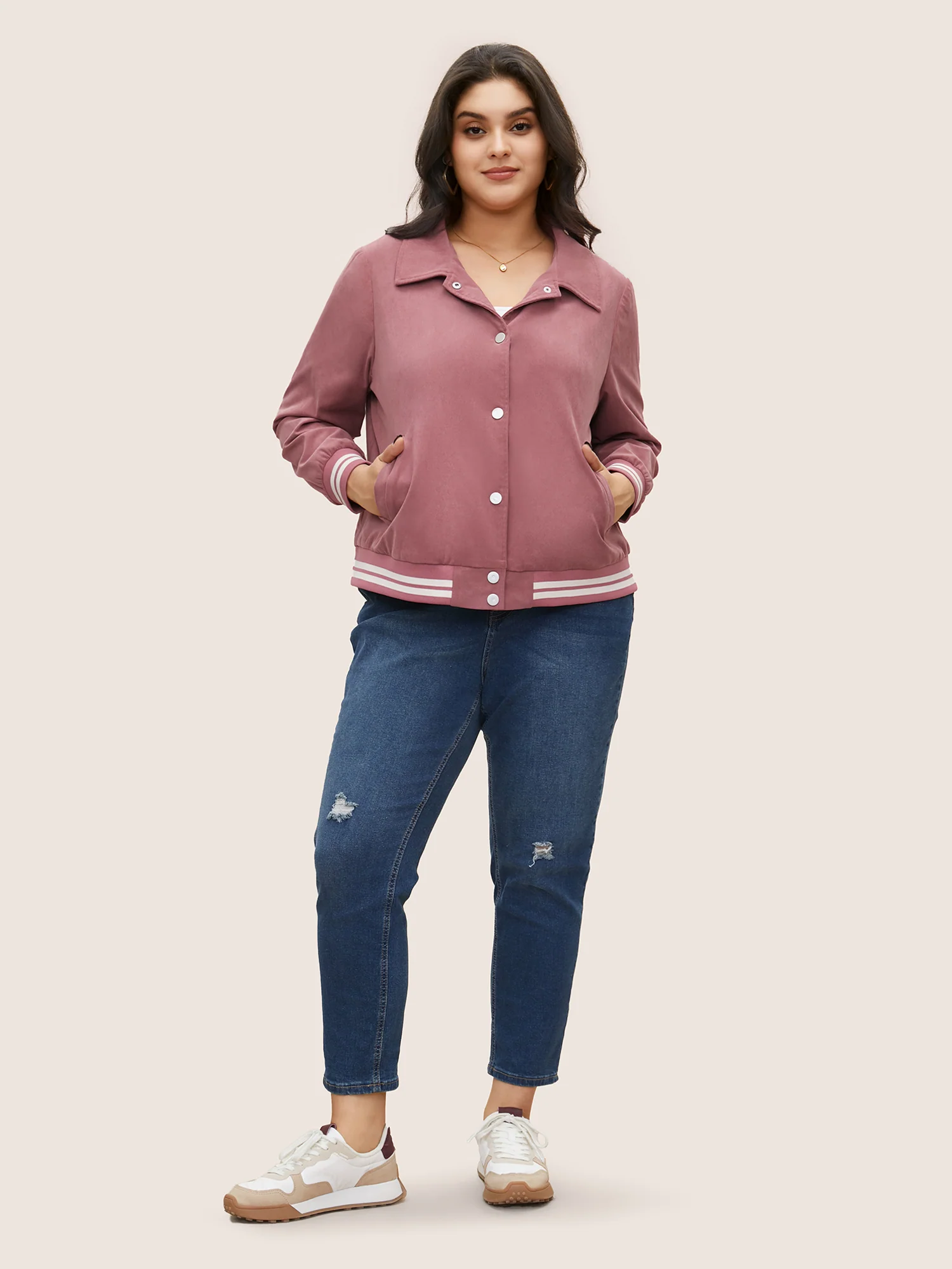 Contrast Trim Button Through Rib Knit Jacket - Image 2
