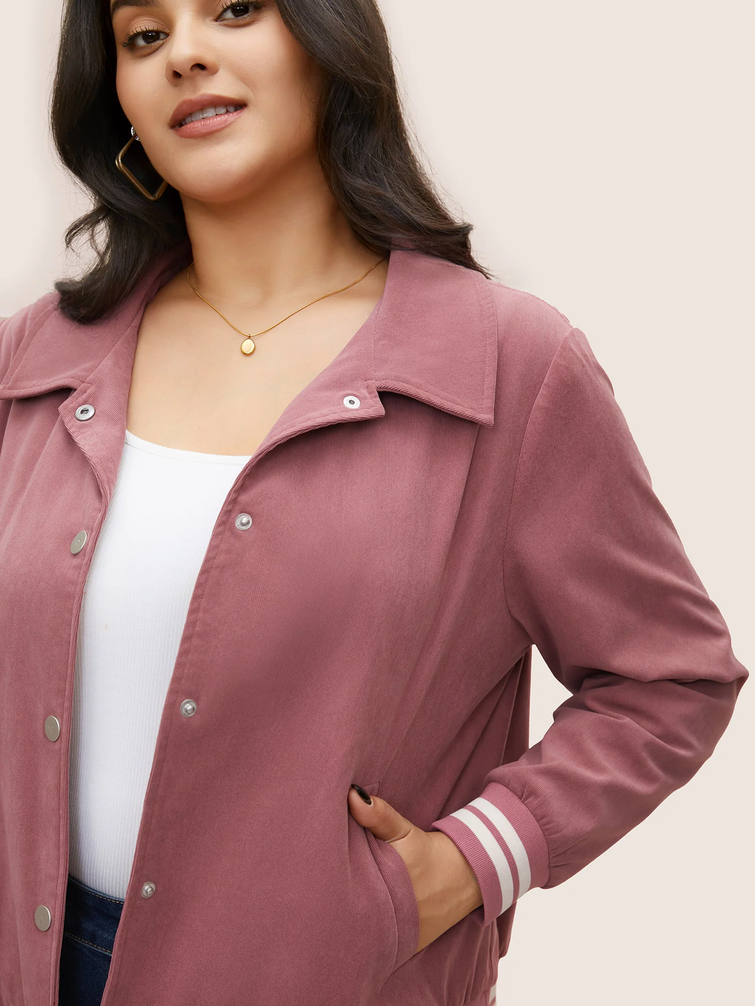 Contrast Trim Button Through Rib Knit Jacket - Image 3