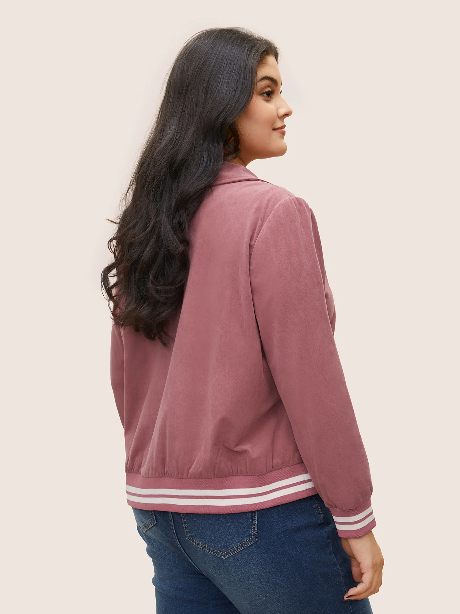 Contrast Trim Button Through Rib Knit Jacket - Image 5