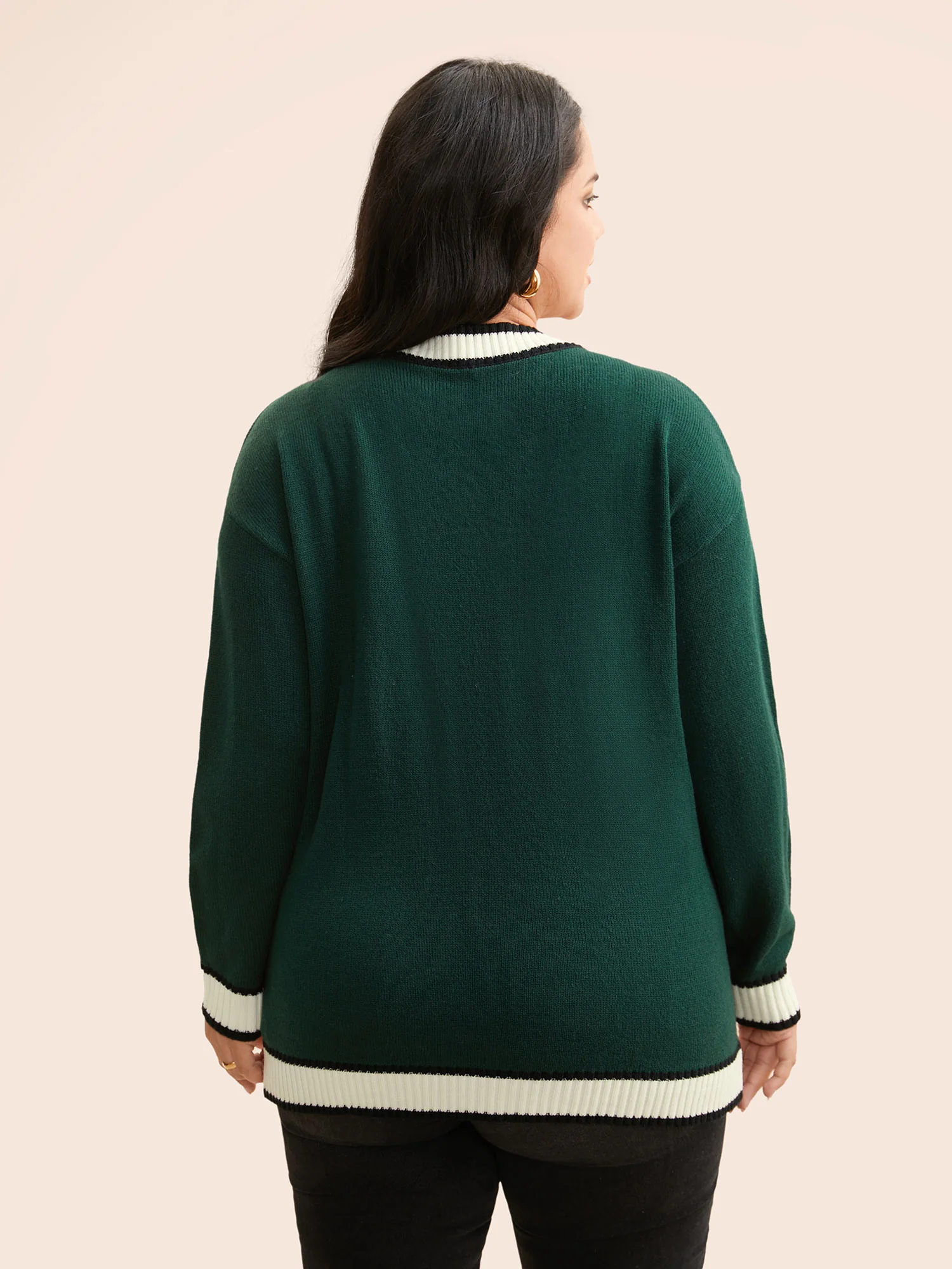 Contrast Trim Button Up Pocket Cardigan - Image 2