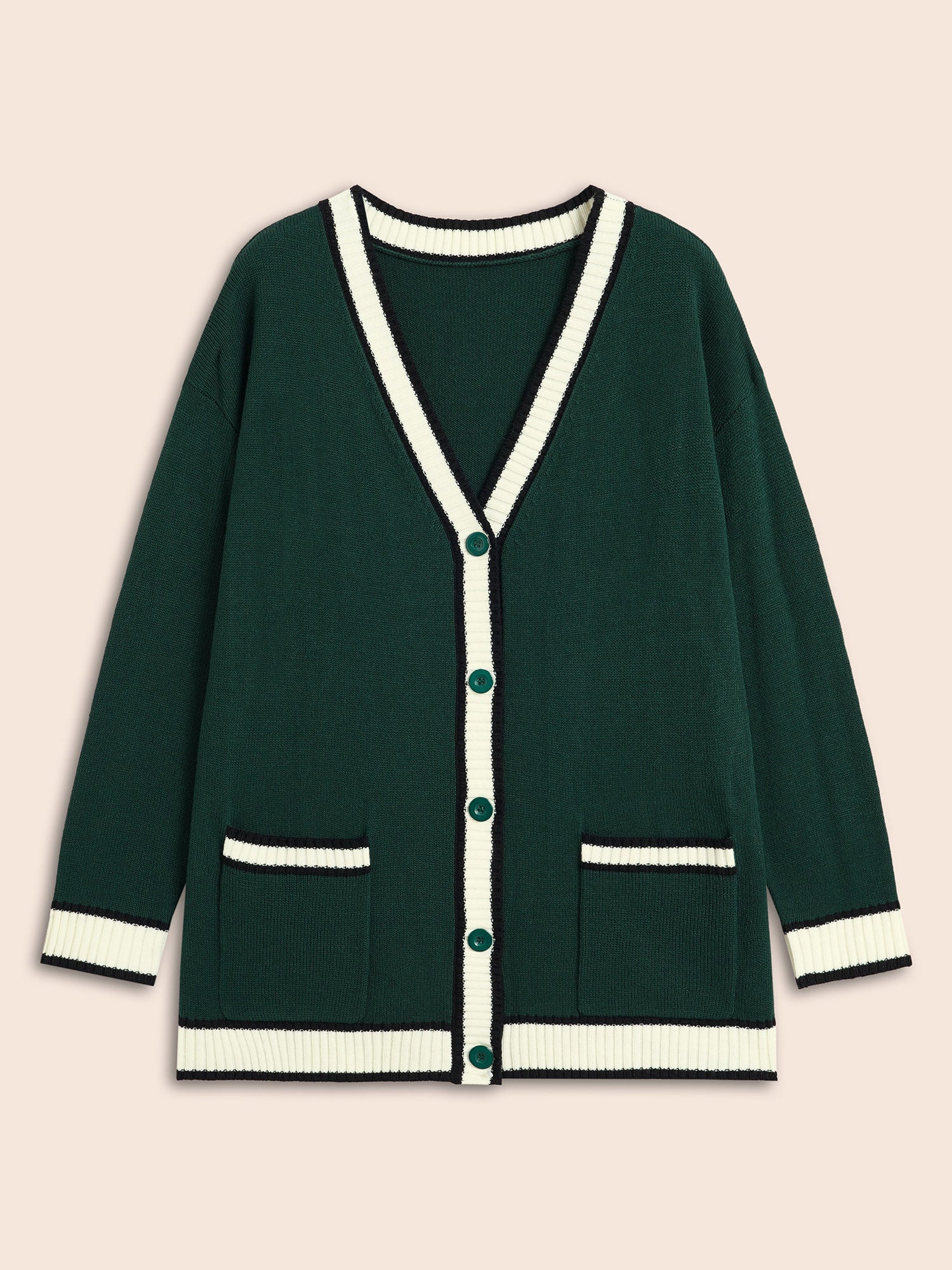 Contrast Trim Button Up Pocket Cardigan - Image 7