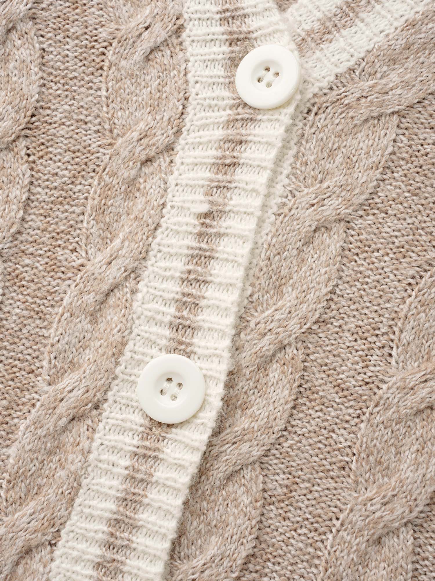 Contrast Trim Cable Knit Pocket Cardigan - Image 5