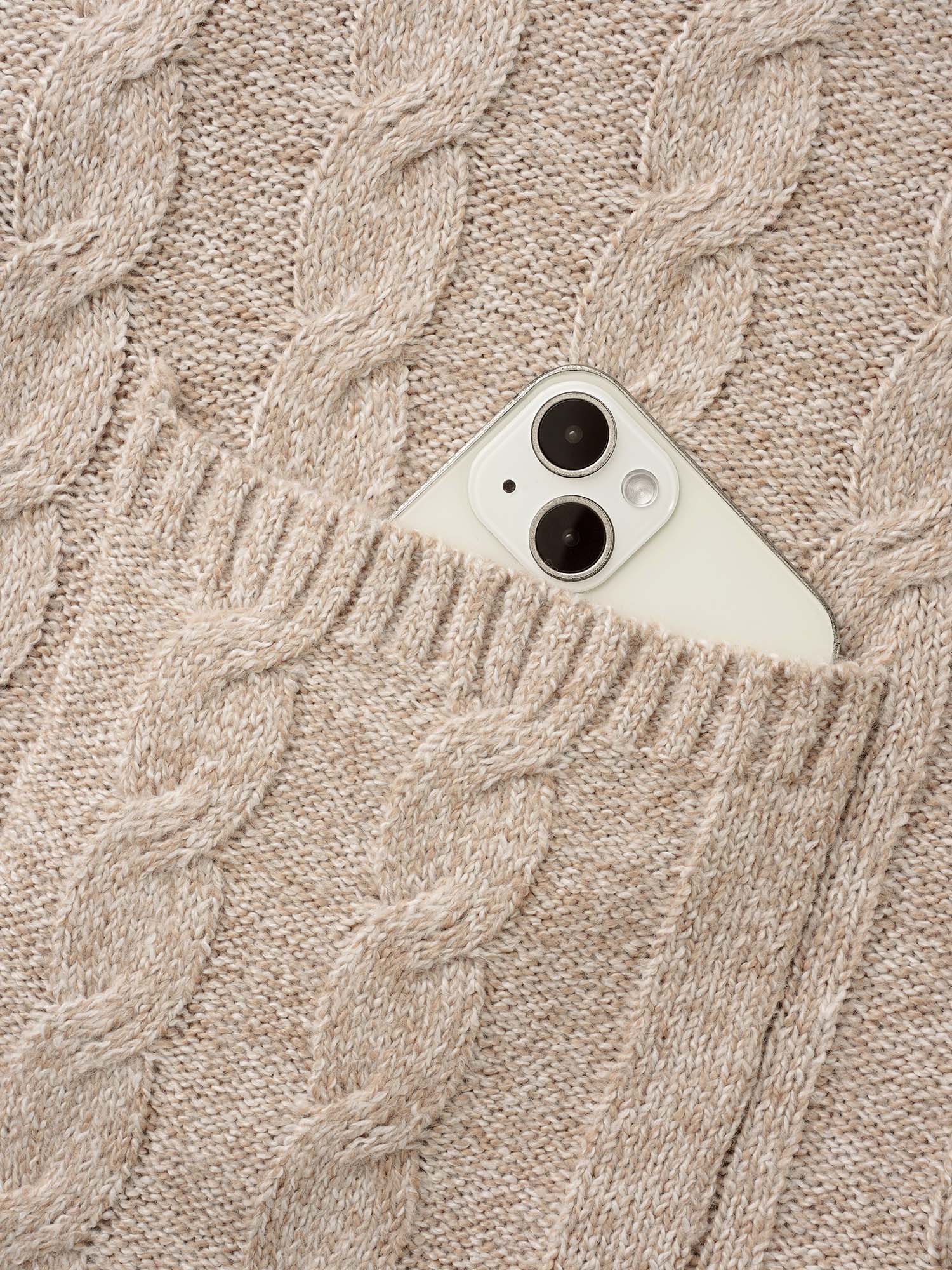 Contrast Trim Cable Knit Pocket Cardigan - Image 6