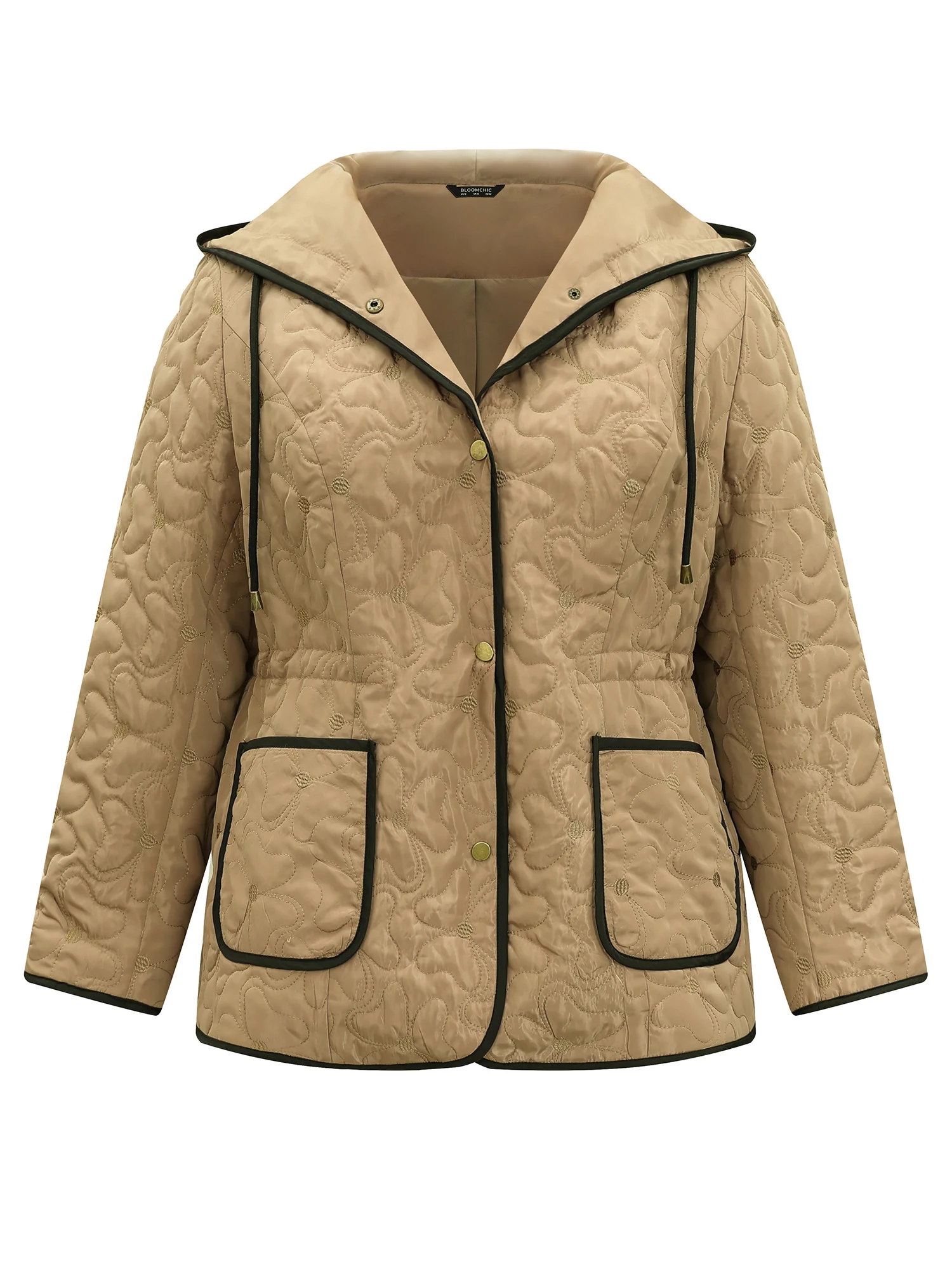 Contrast Trim Drawstring Quilted Padded Jacket - Image 7