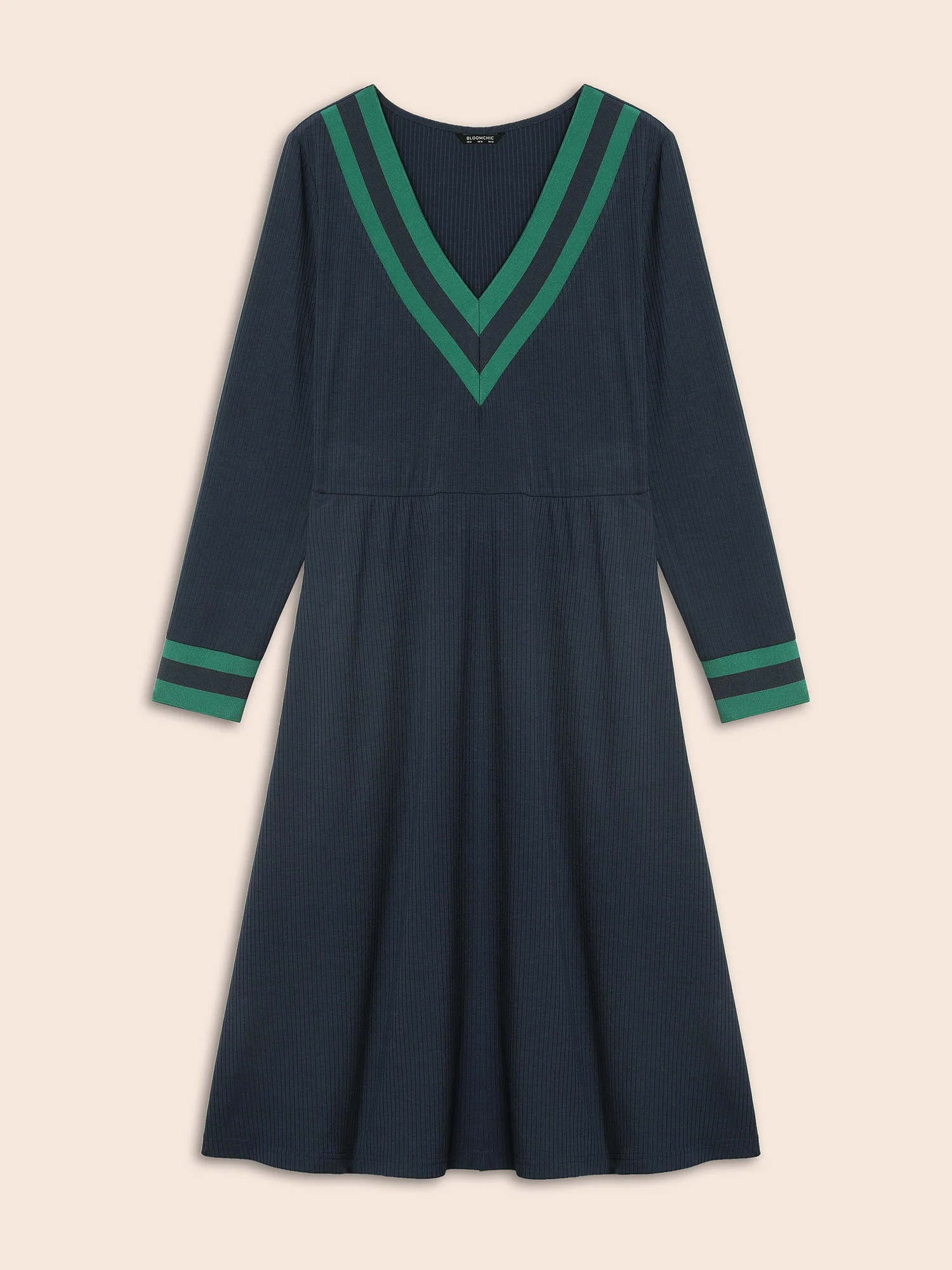 Contrast Trim Elastic Waist Pocket Dress - Image 7