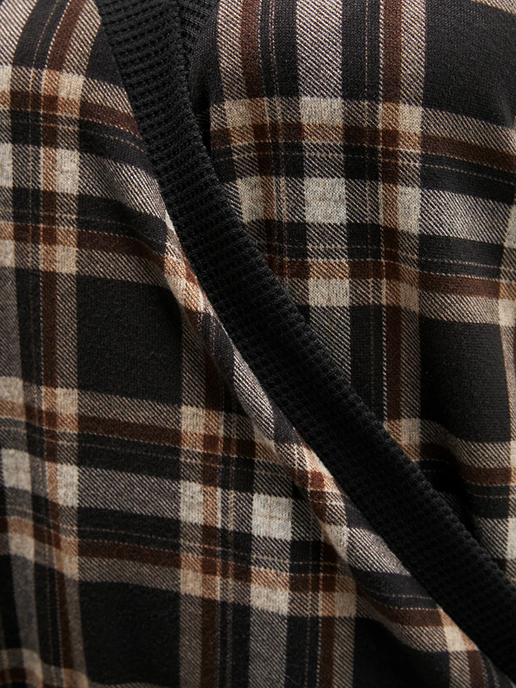 Contrast Trim Lantern Sleeve Tartan Wrap Sweatshirt - Image 6