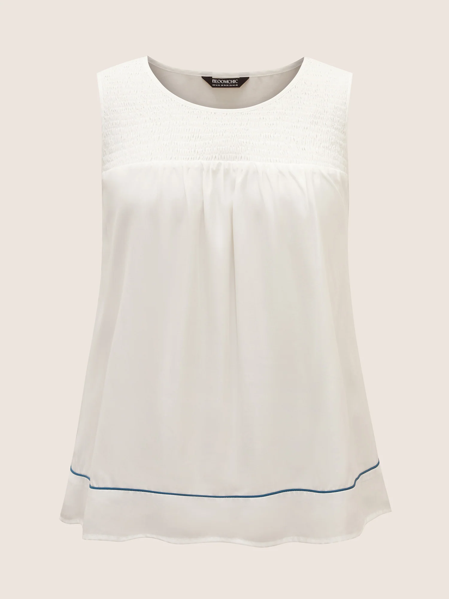Contrast Trim Shirred Gathered Tank Top - Image 7