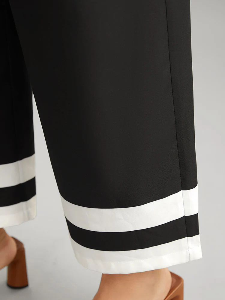 Contrast Trim Slant Pocket Elastic Waist Pants - Image 6