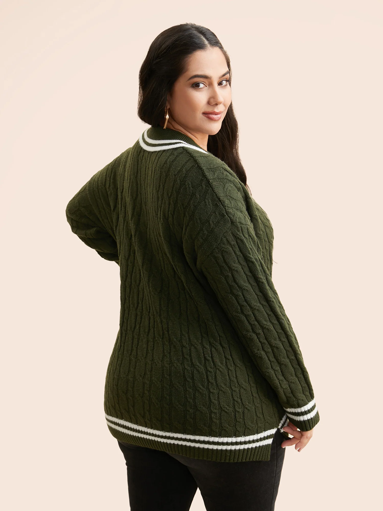 Contrast Trim Split Hem Pullover - Image 2