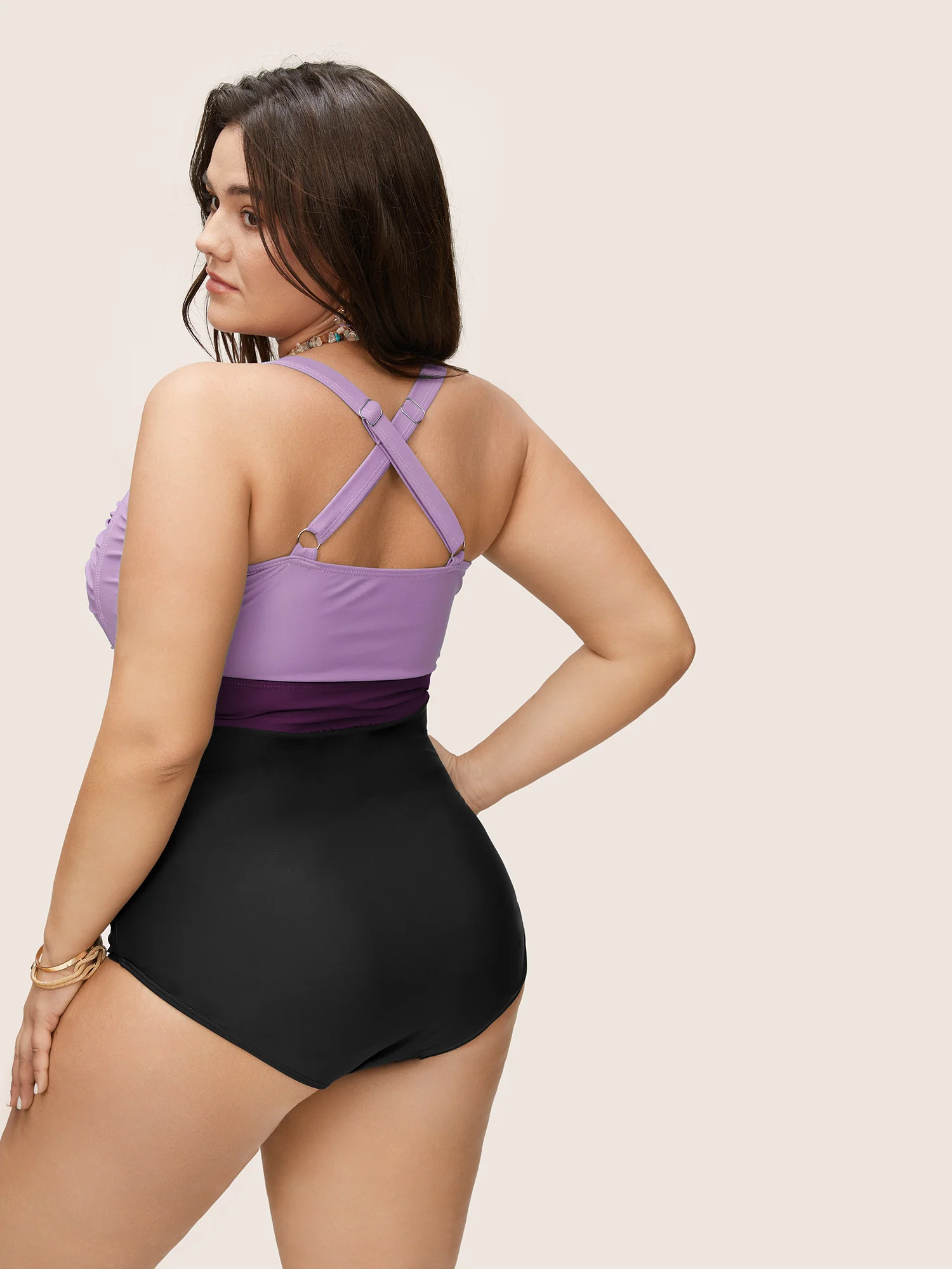 Contrast Twist Front Tummy-Control One Piece Swimsuit - Image 26