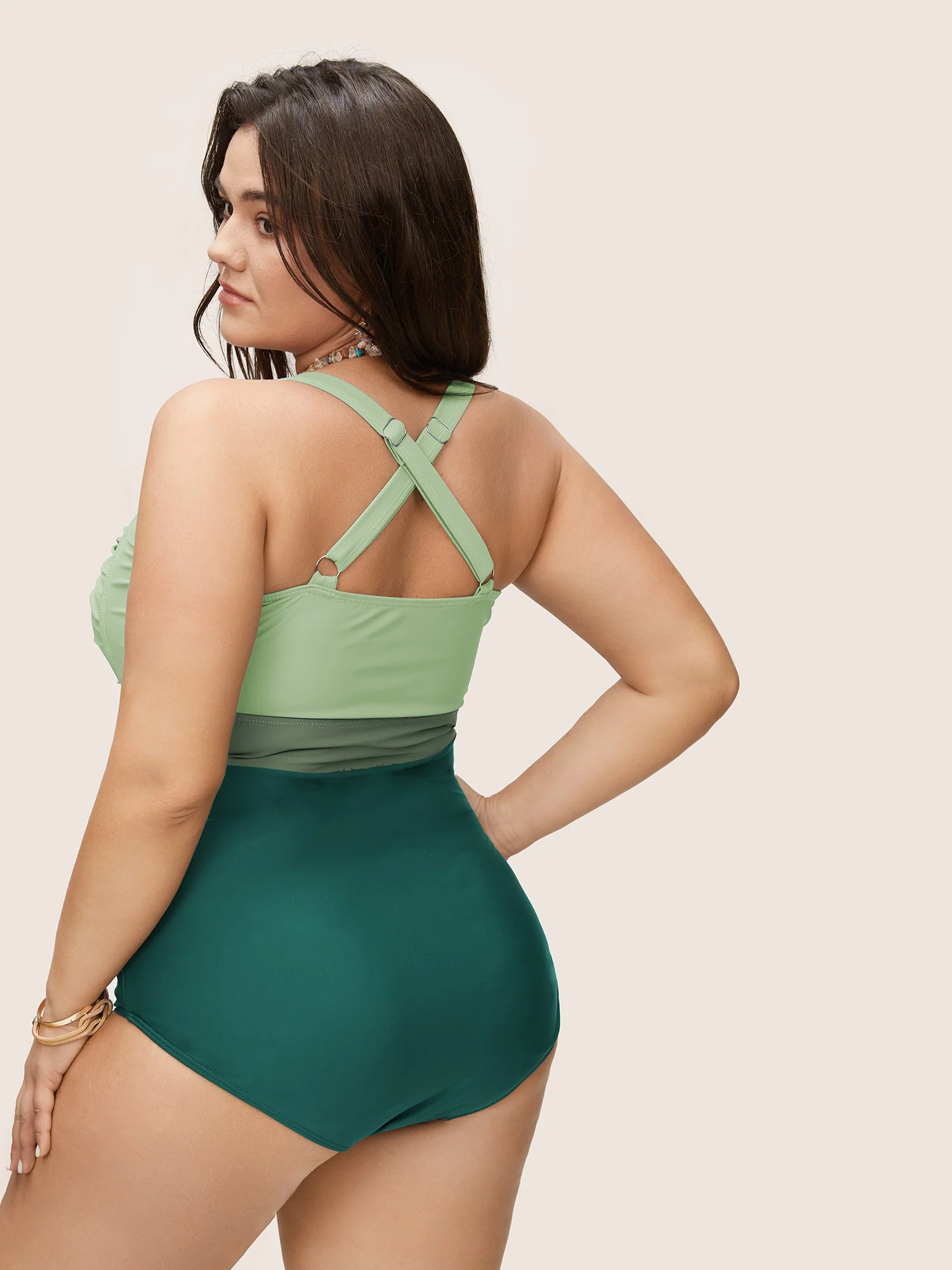 Contrast Twist Front Tummy-Control One Piece Swimsuit - Image 36