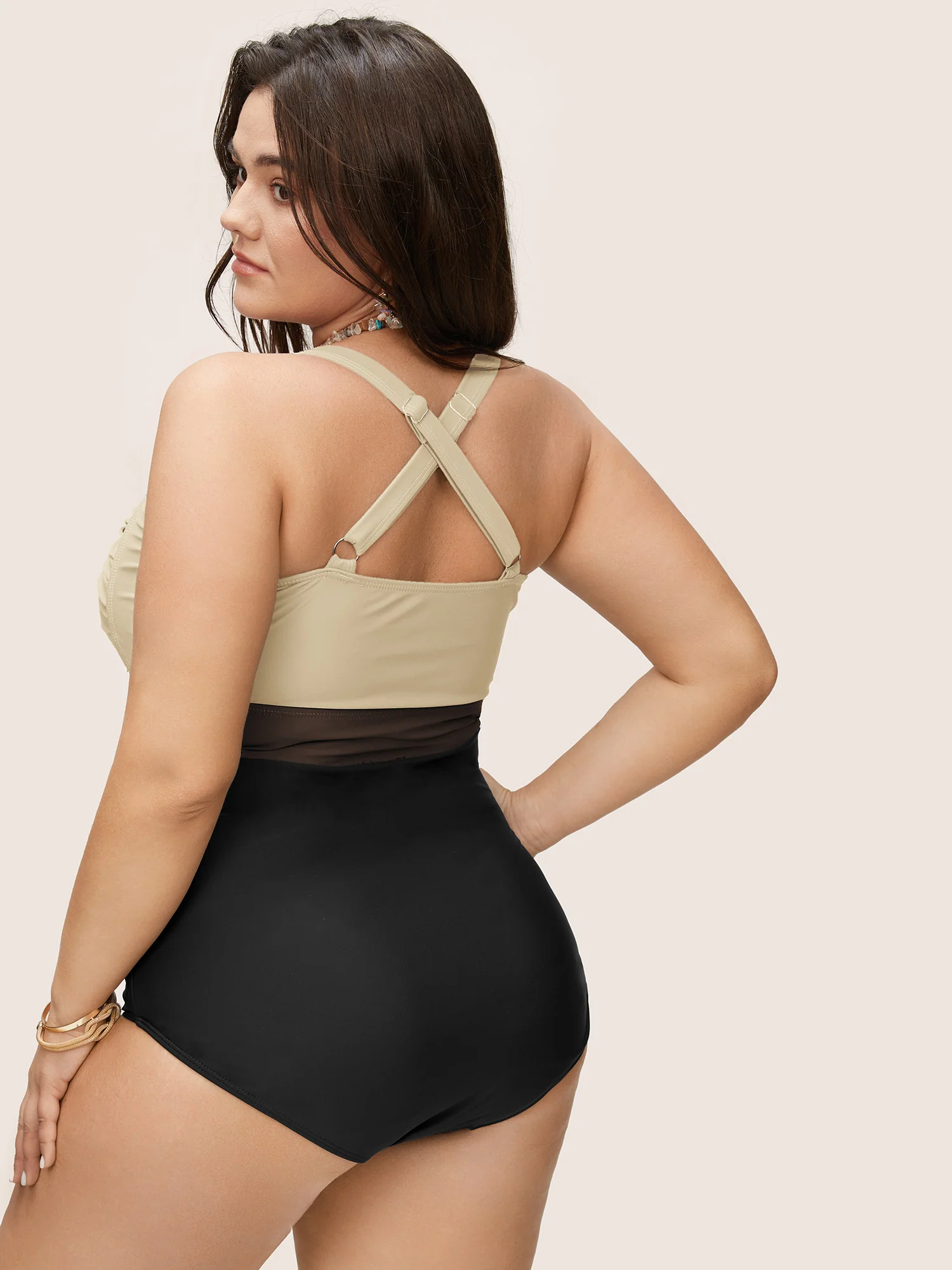 Contrast Twist Front Tummy-Control One Piece Swimsuit - Image 41