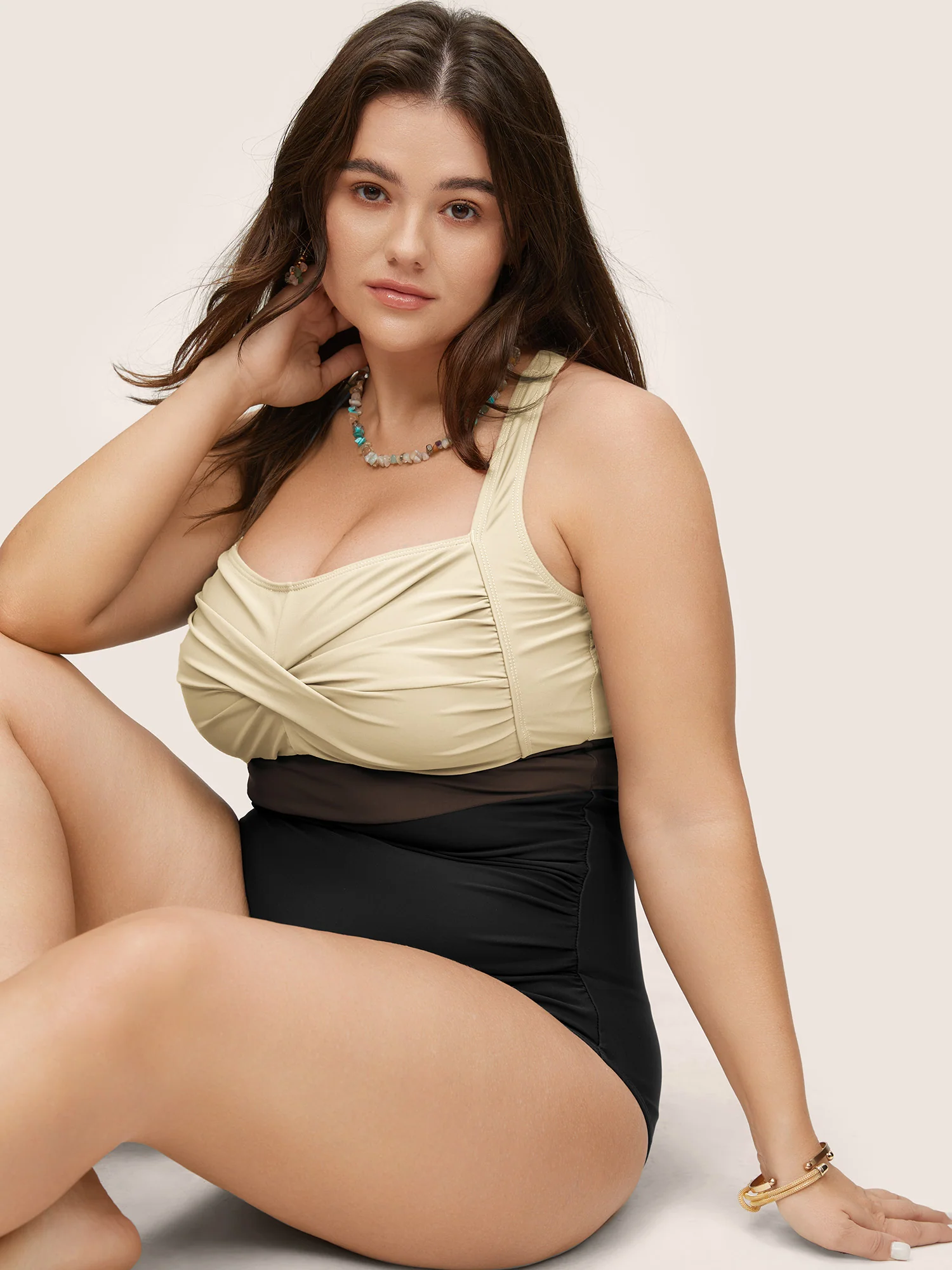 Contrast Twist Front Tummy-Control One Piece Swimsuit - Image 42