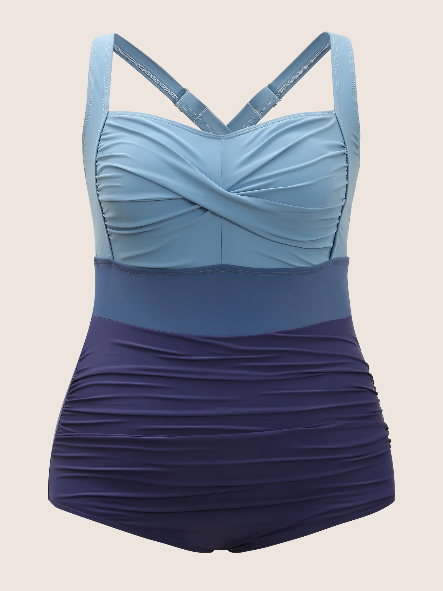 Contrast Twist Front Tummy-Control One Piece Swimsuit - Image 53
