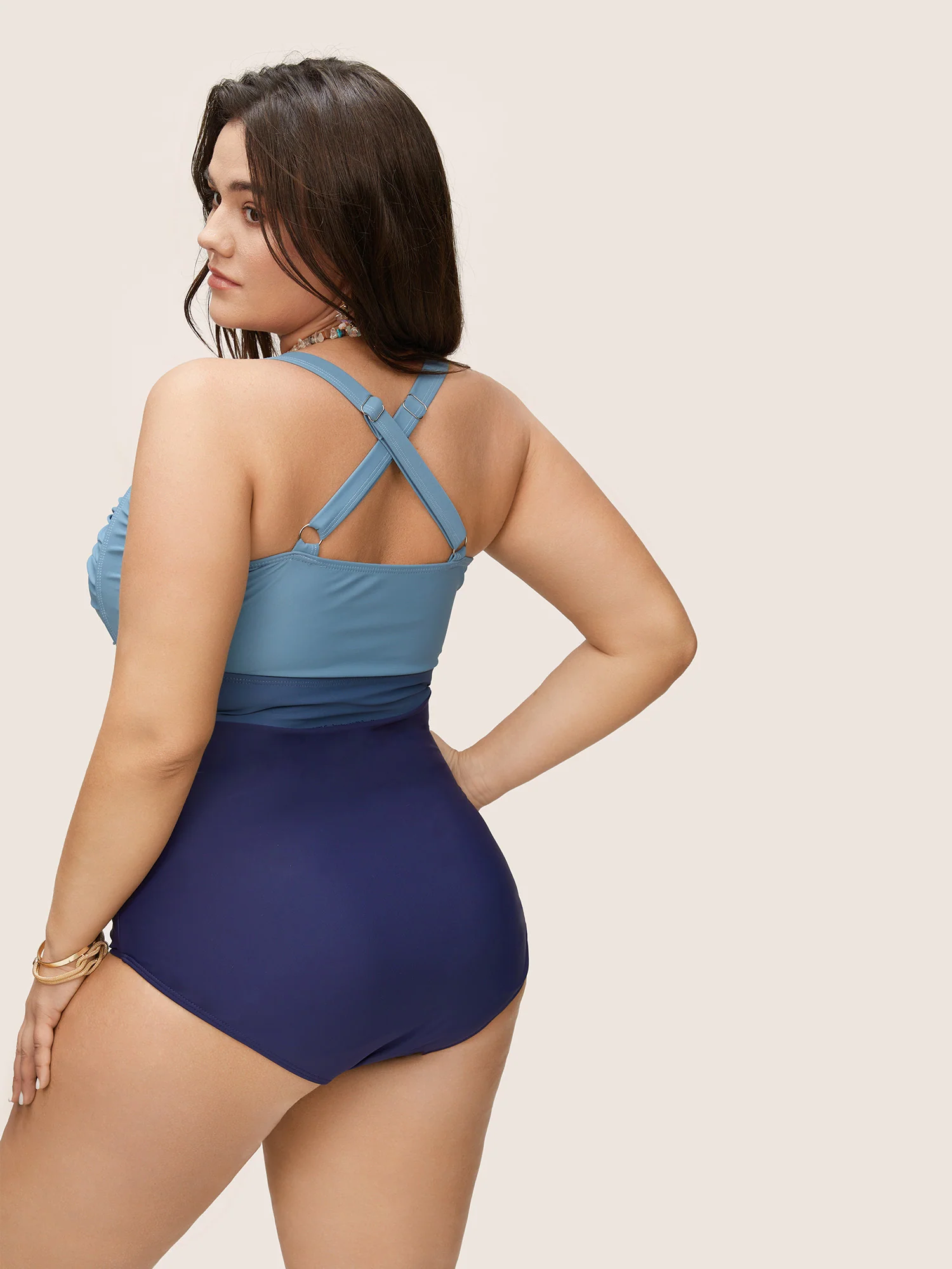 Contrast Twist Front Tummy-Control One Piece Swimsuit - Image 59