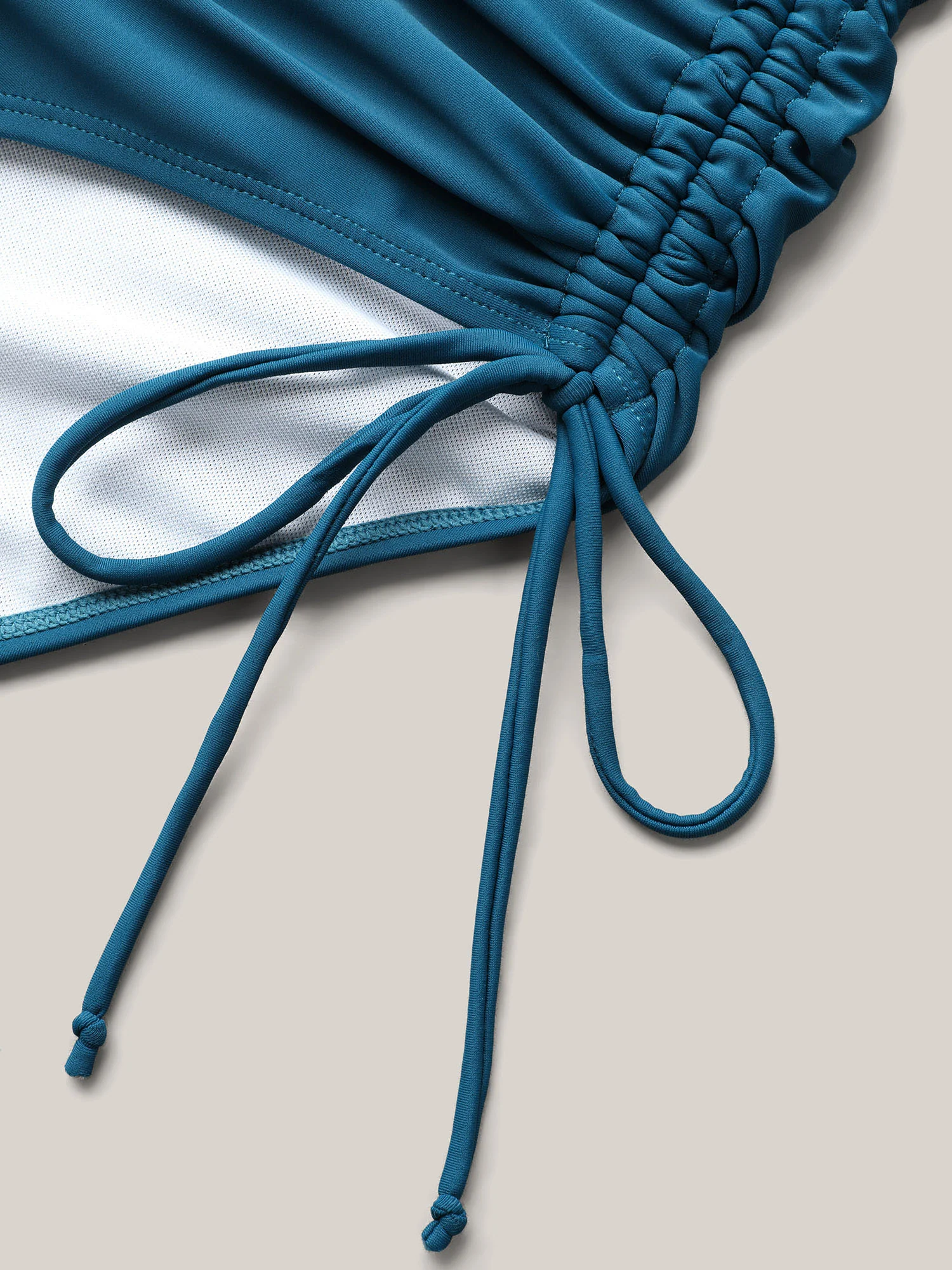 Contrast Webbing Drawstring Gathered One-Piece Swimsuit - Image 7
