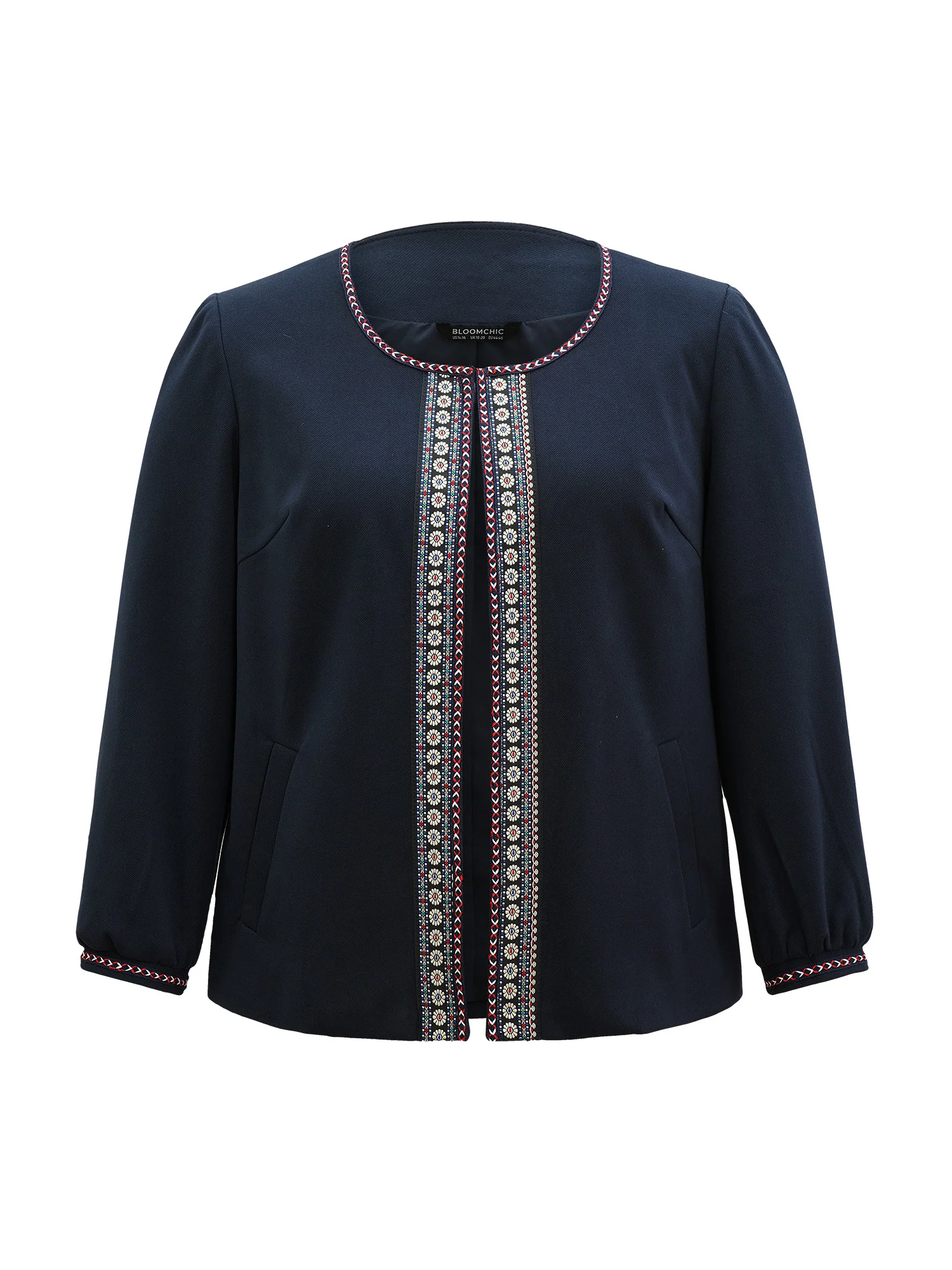 Contrast Webbing Floral Embroidered Jacket - Image 5