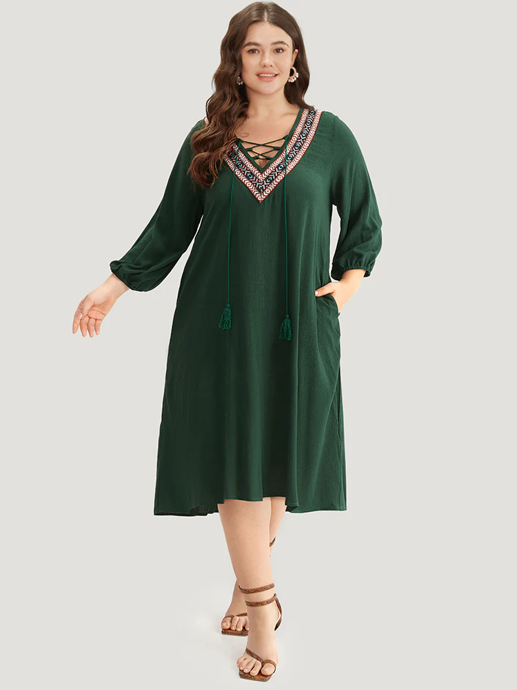 Contrast Webbing Lace Up High Low Hem Dress