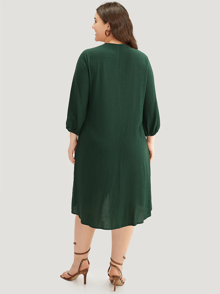 Contrast Webbing Lace Up High Low Hem Dress - Image 3