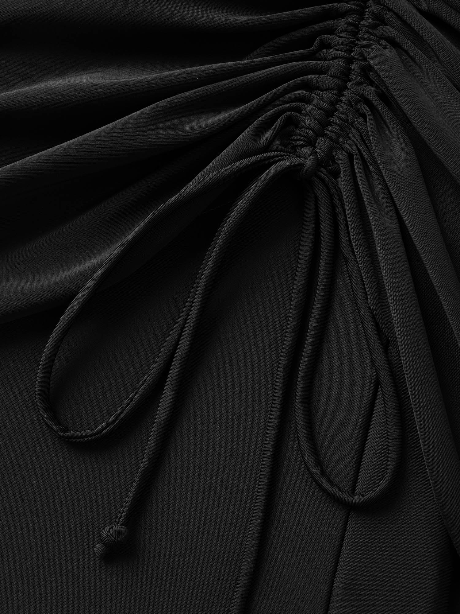 Contrast Webbing Patchwork Drawstring Gathered Swim Bottom - Image 5