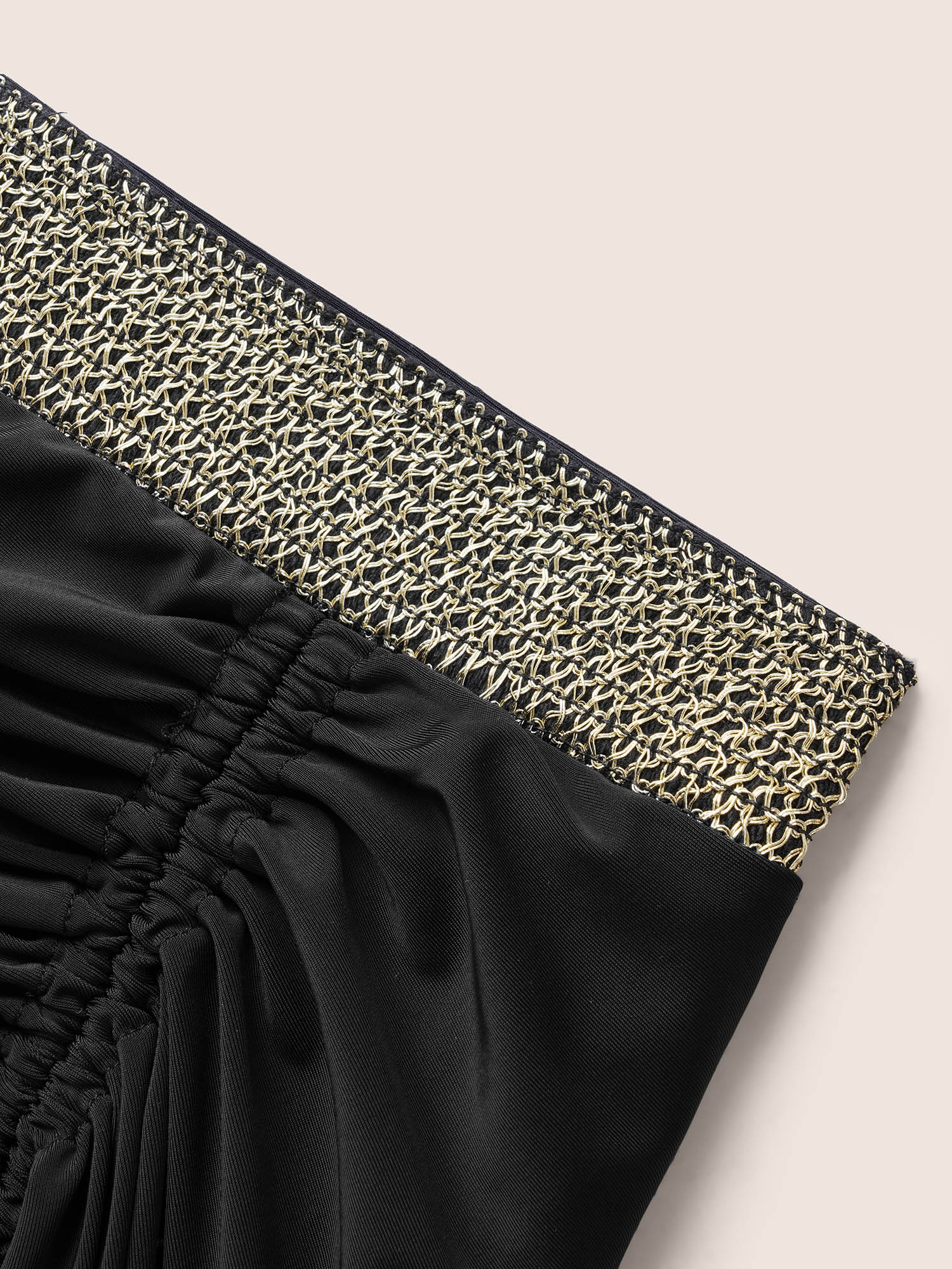 Contrast Webbing Patchwork Drawstring Gathered Swim Bottom - Image 6
