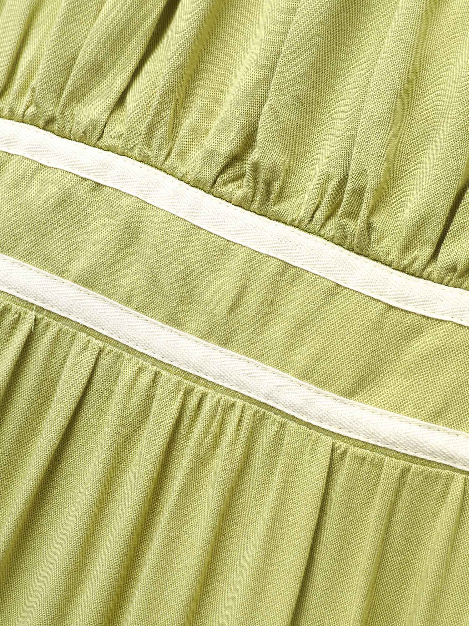 Contrast Webbing Ruffle Cap Sleeve Dress - Image 5