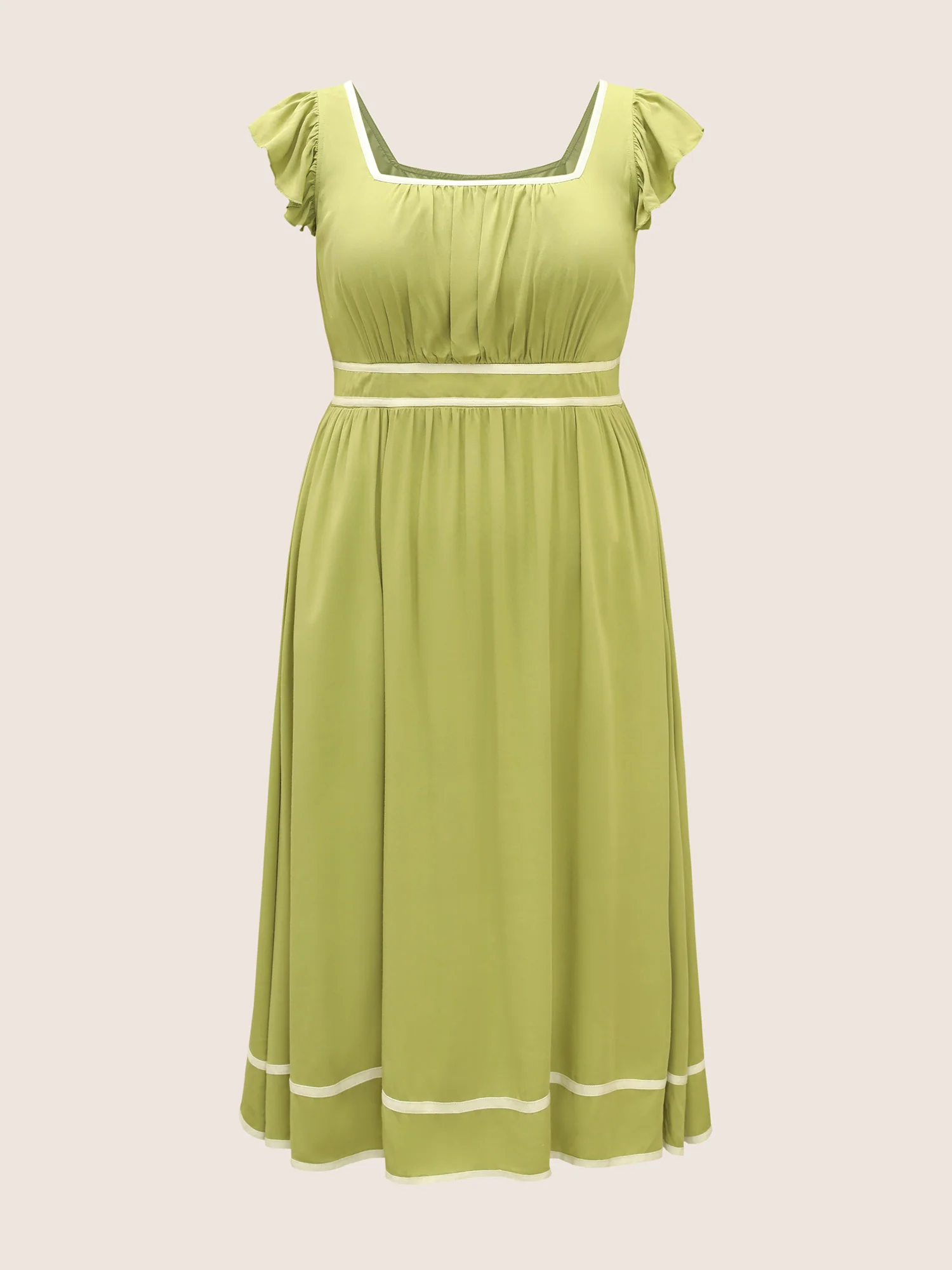 Contrast Webbing Ruffle Cap Sleeve Dress - Image 7