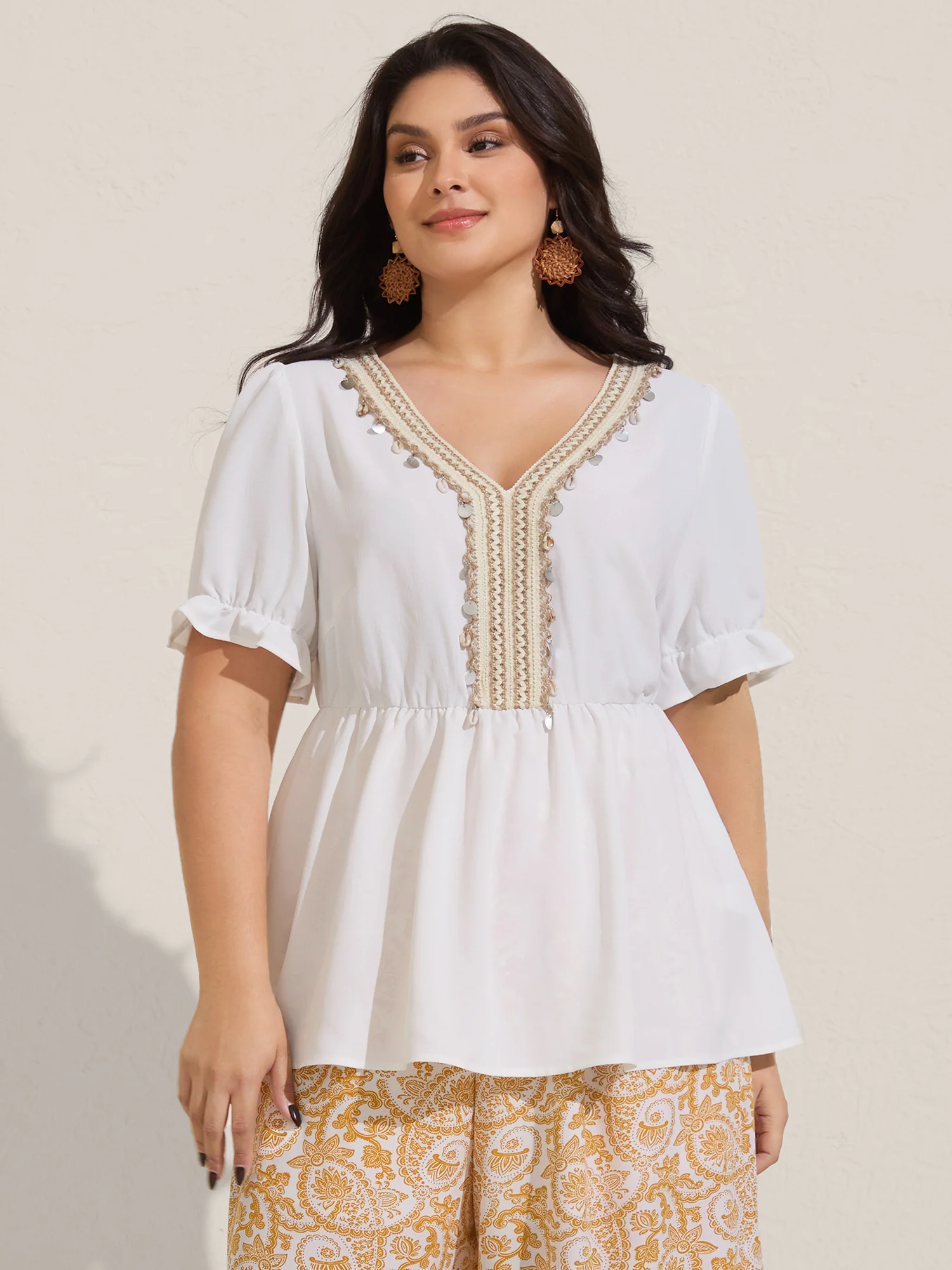 Contrast Webbing Shell Detail Blouse - Image 2