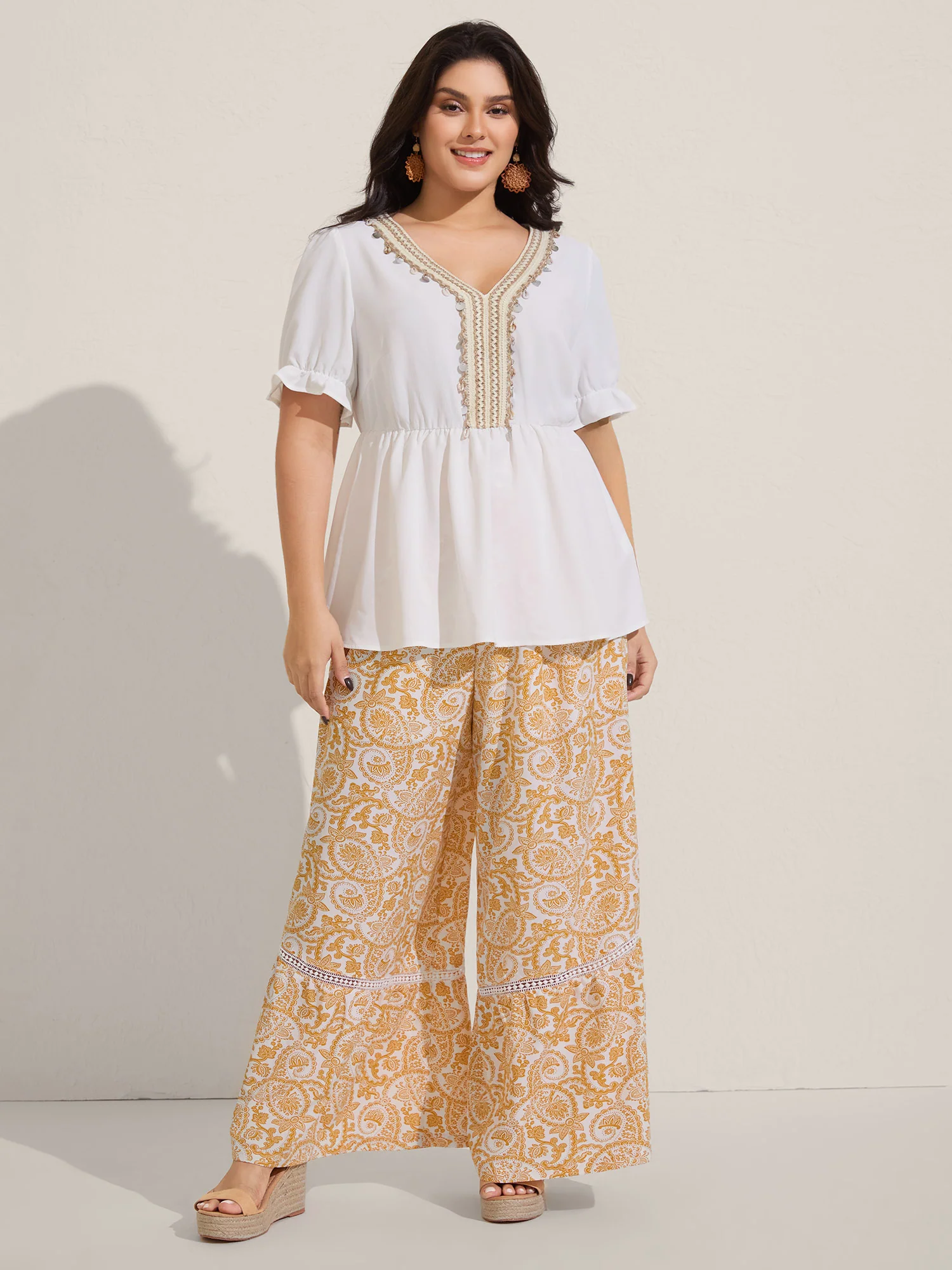 Contrast Webbing Shell Detail Blouse - Image 3