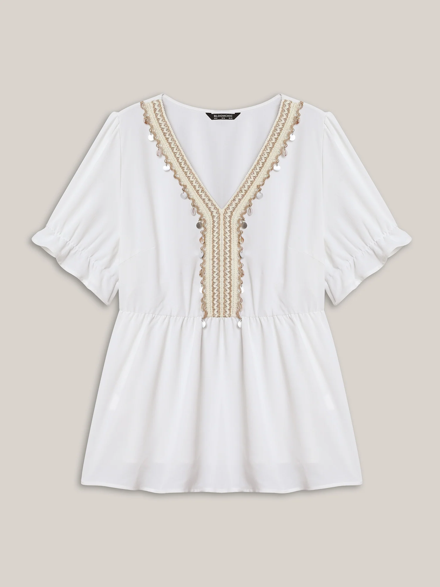 Contrast Webbing Shell Detail Blouse - Image 6