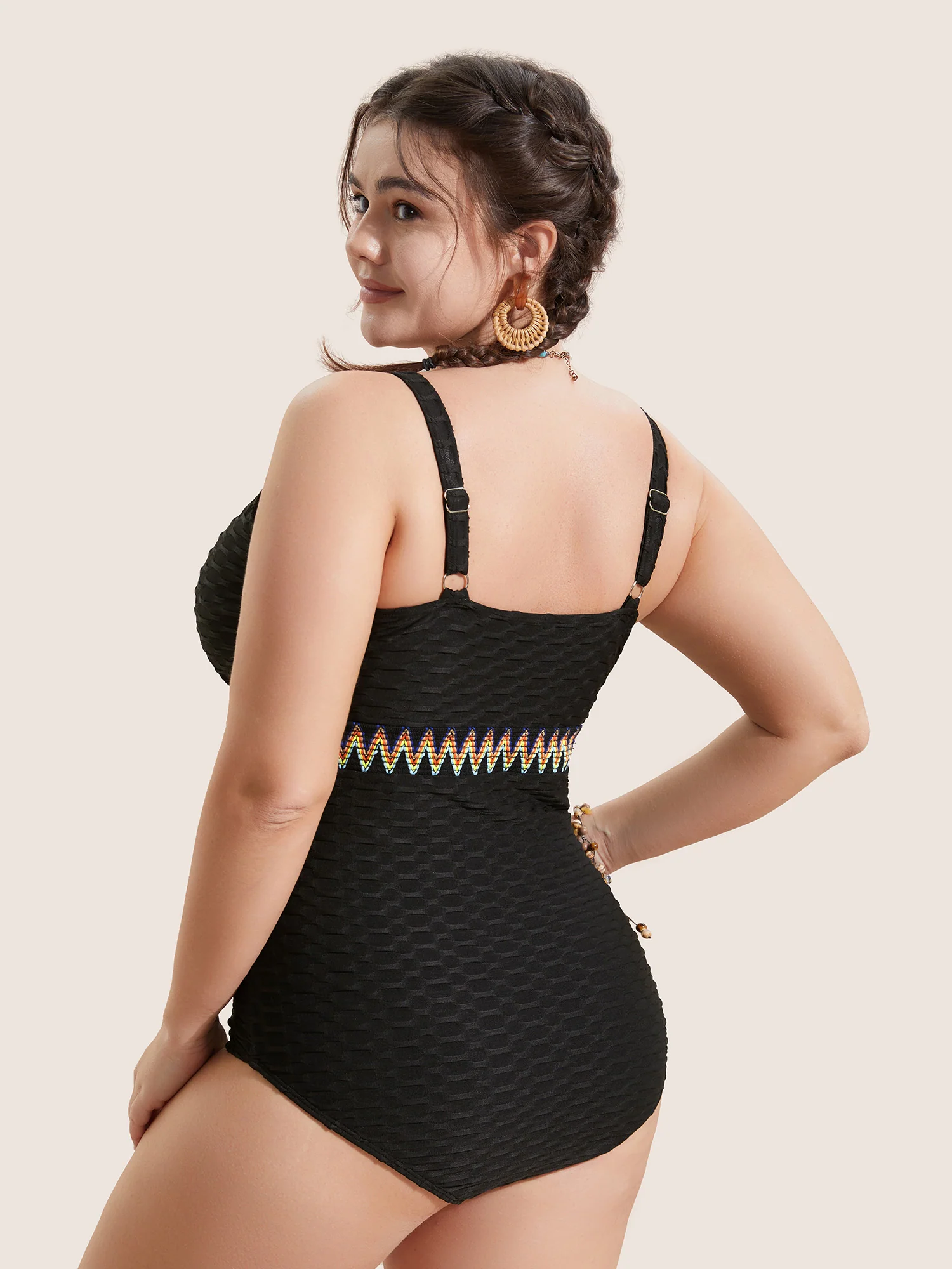 Contrast Webbing Wrap One Piece Swimsuit - Image 6