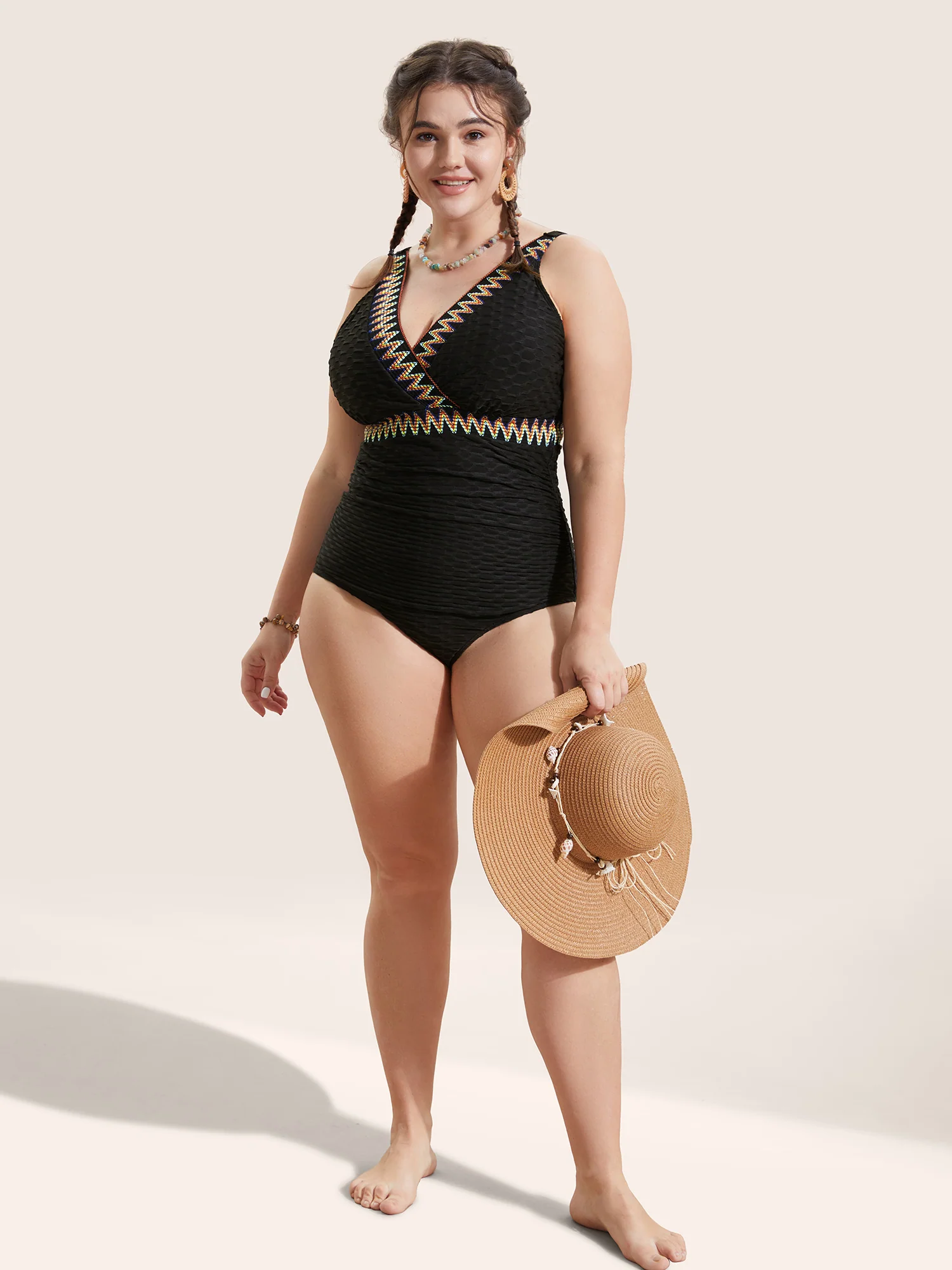 Contrast Webbing Wrap One Piece Swimsuit - Image 7