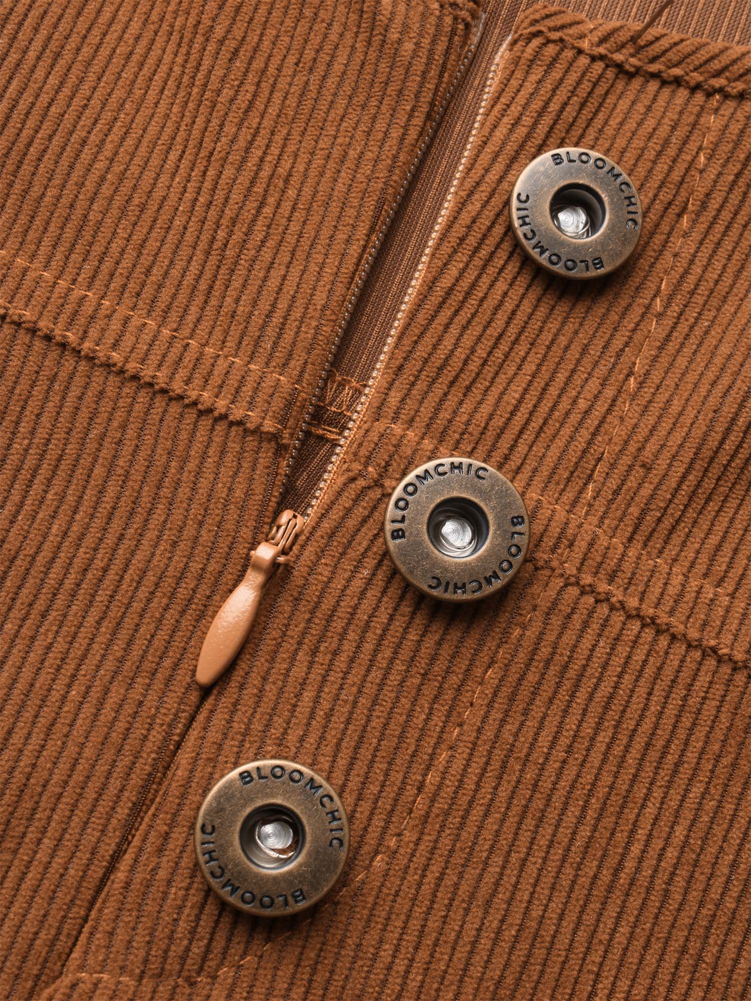 Corduroy Button Detail Adjustable Straps Jumpsuit - Image 5