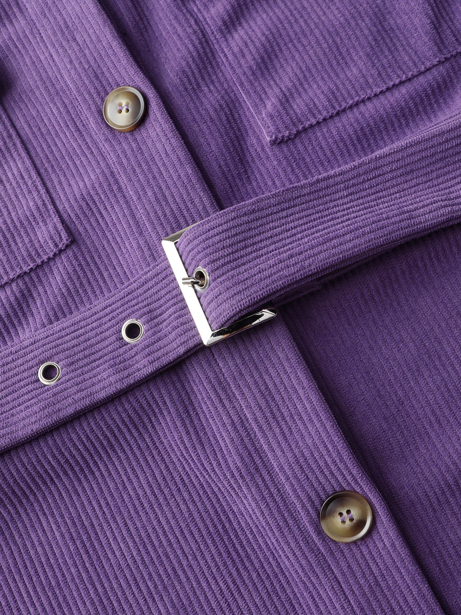 Corduroy Button-Front Belted Shirt Mini Dress - Image 5