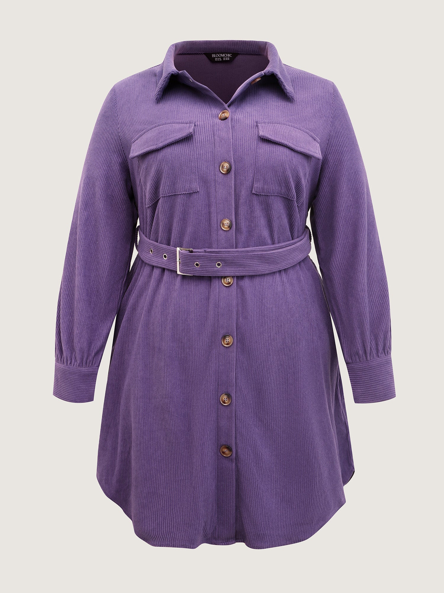 Corduroy Button-Front Belted Shirt Mini Dress - Image 7
