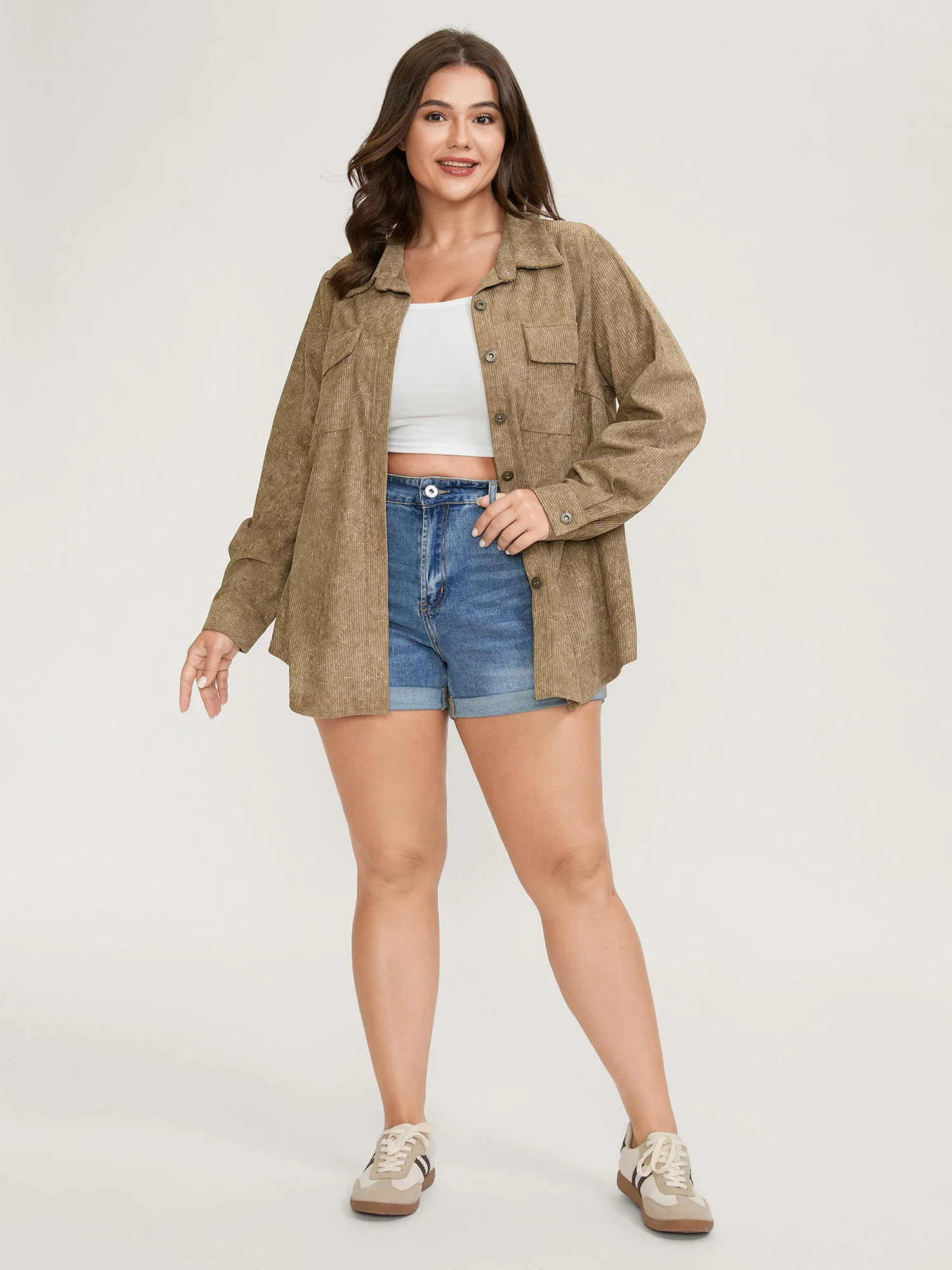 Corduroy Color Gradient Button-Down Jacket - Image 3