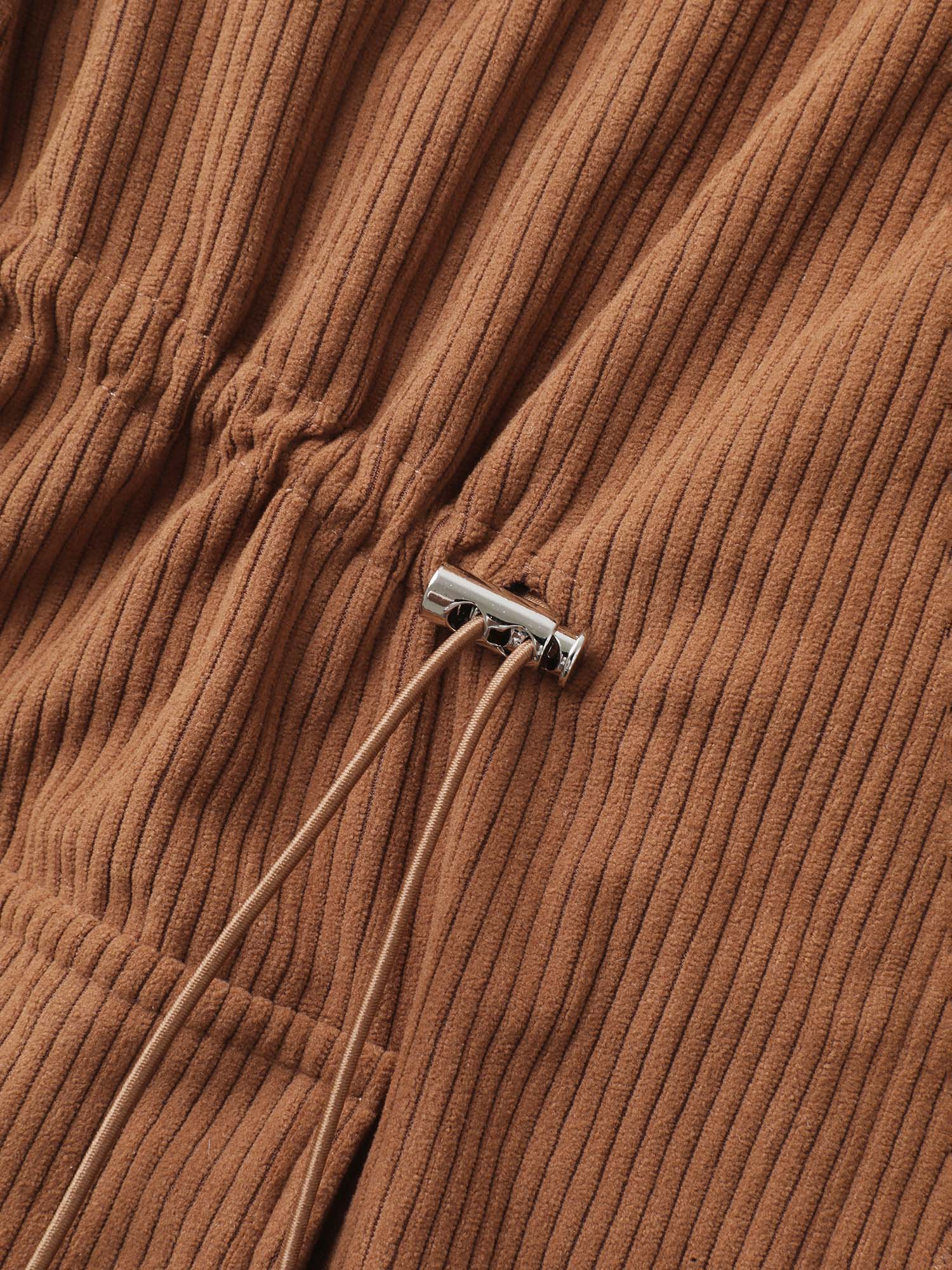 Corduroy Drawstring Adjustable Button Jacket - Image 6