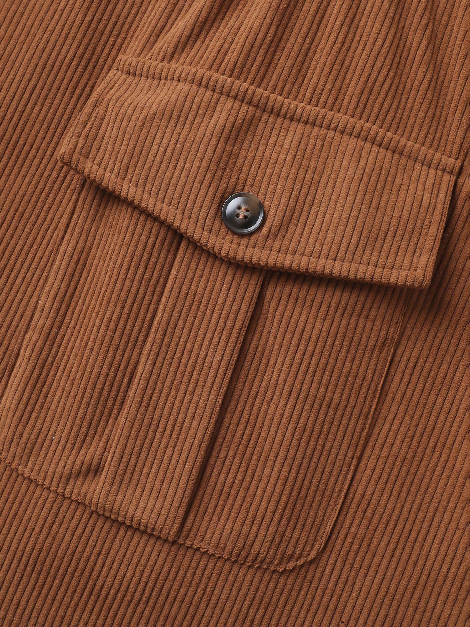 Corduroy Drawstring Adjustable Button Jacket - Image 7