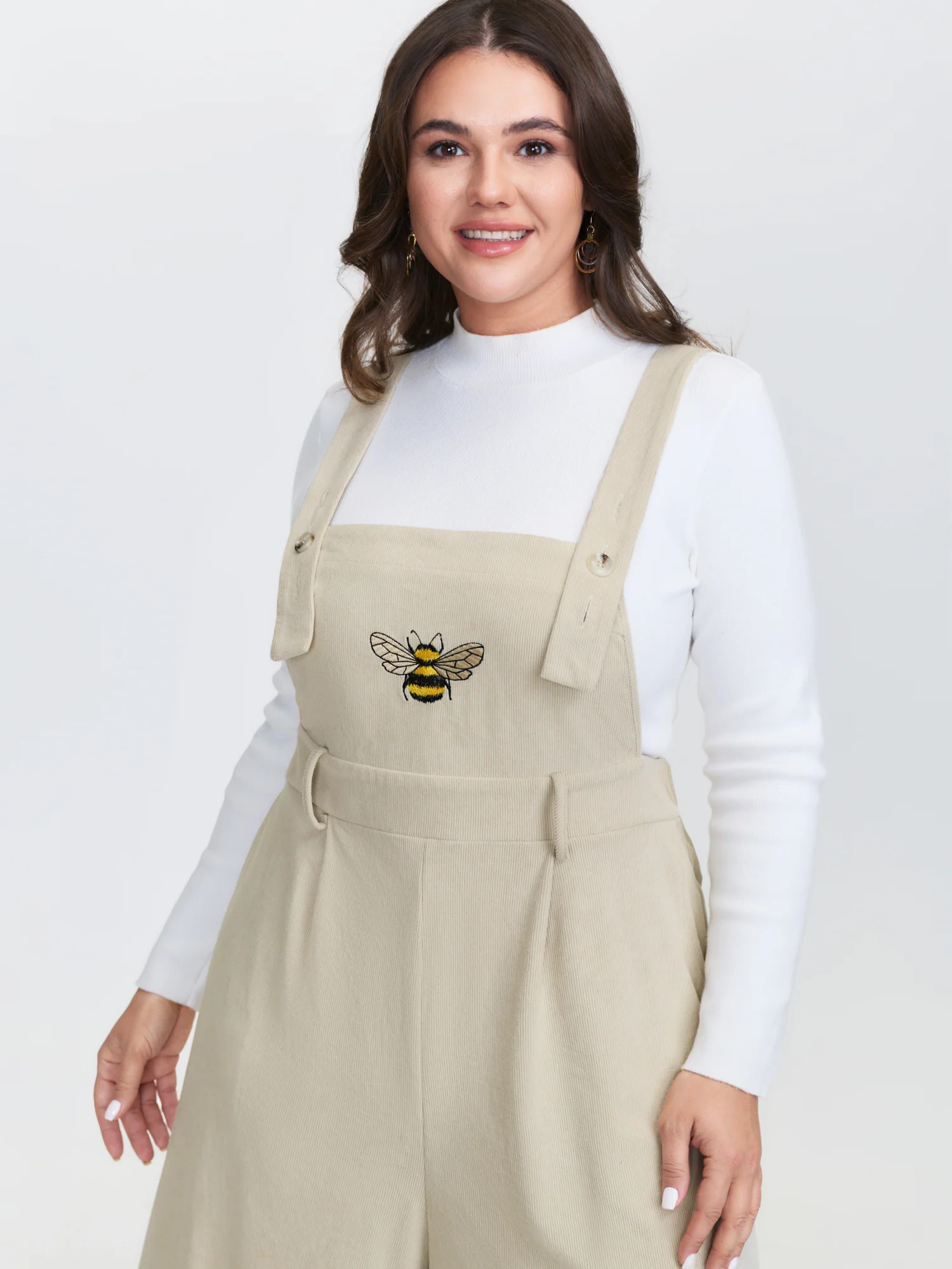 Corduroy Embroidered Adjustable Overall Jumpsuit - Image 2