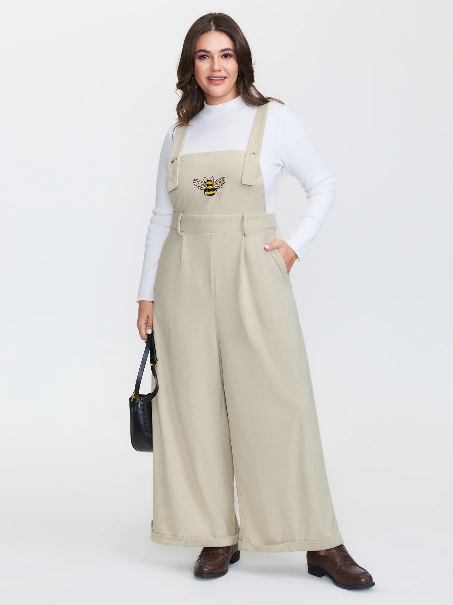 Corduroy Embroidered Adjustable Overall Jumpsuit - Image 3