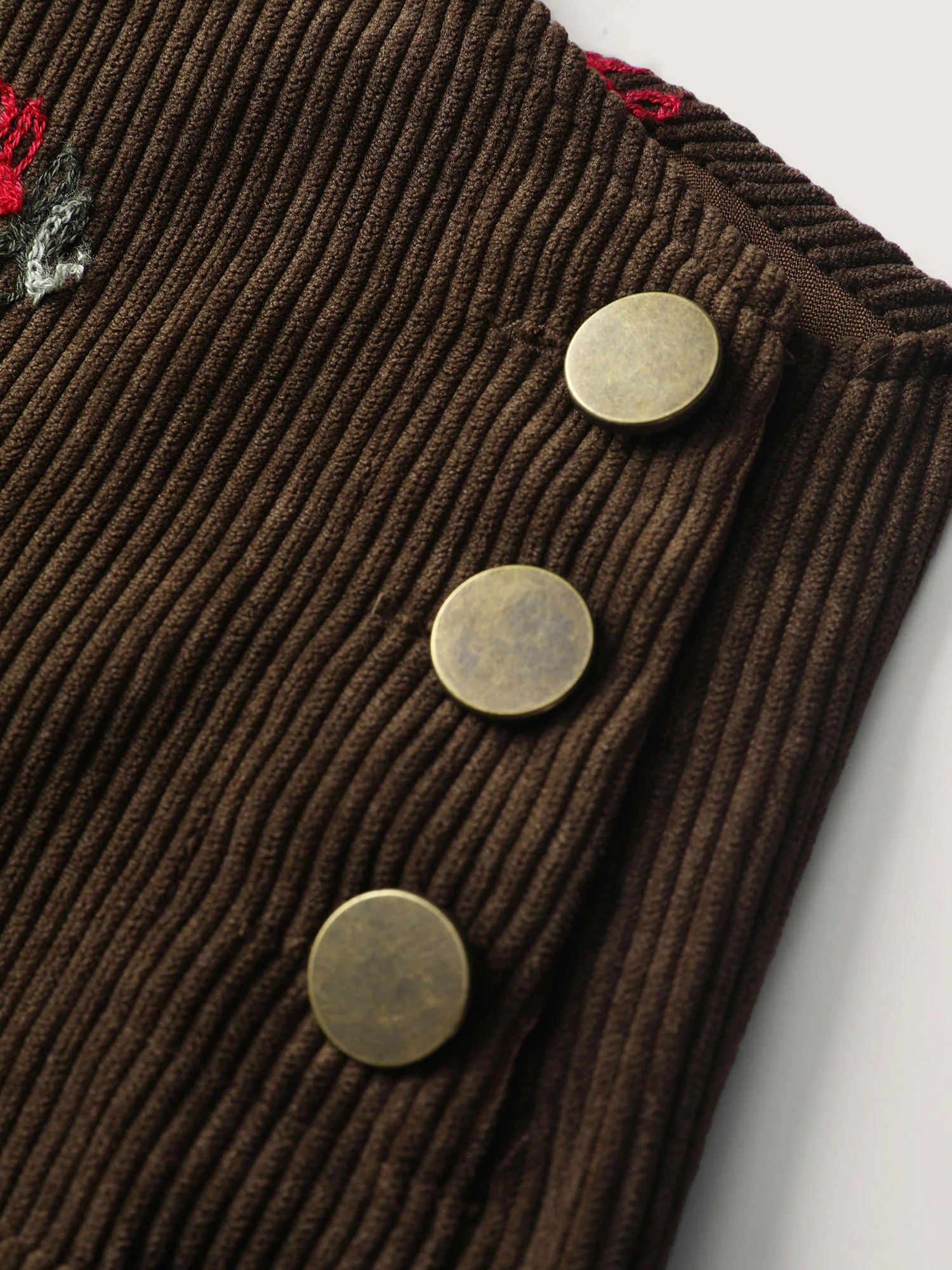 Corduroy Embroidered Patch Pocket Overall Jumpsuit - Image 7
