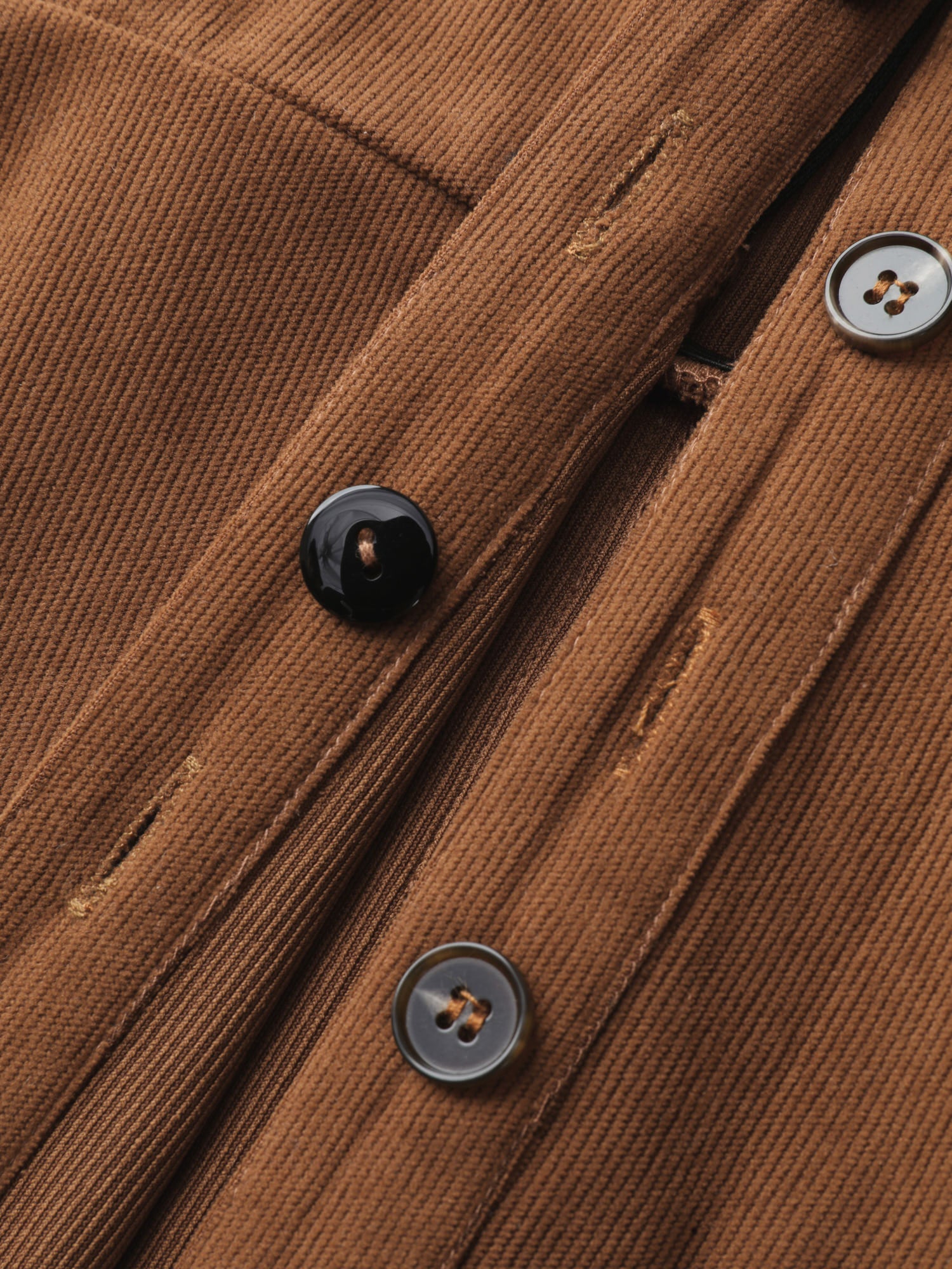 Corduroy Embroidered Pockets Button Midi Dress - Image 6